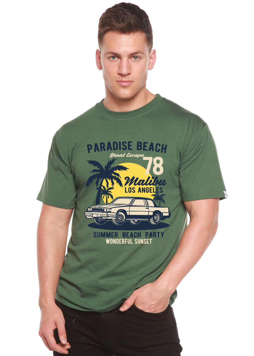 Paradise Beach Spun Bamboo® Men's Bamboo Viscose/Organic Cotton Short Sleeve Graphic T-Shirt - The7Letter