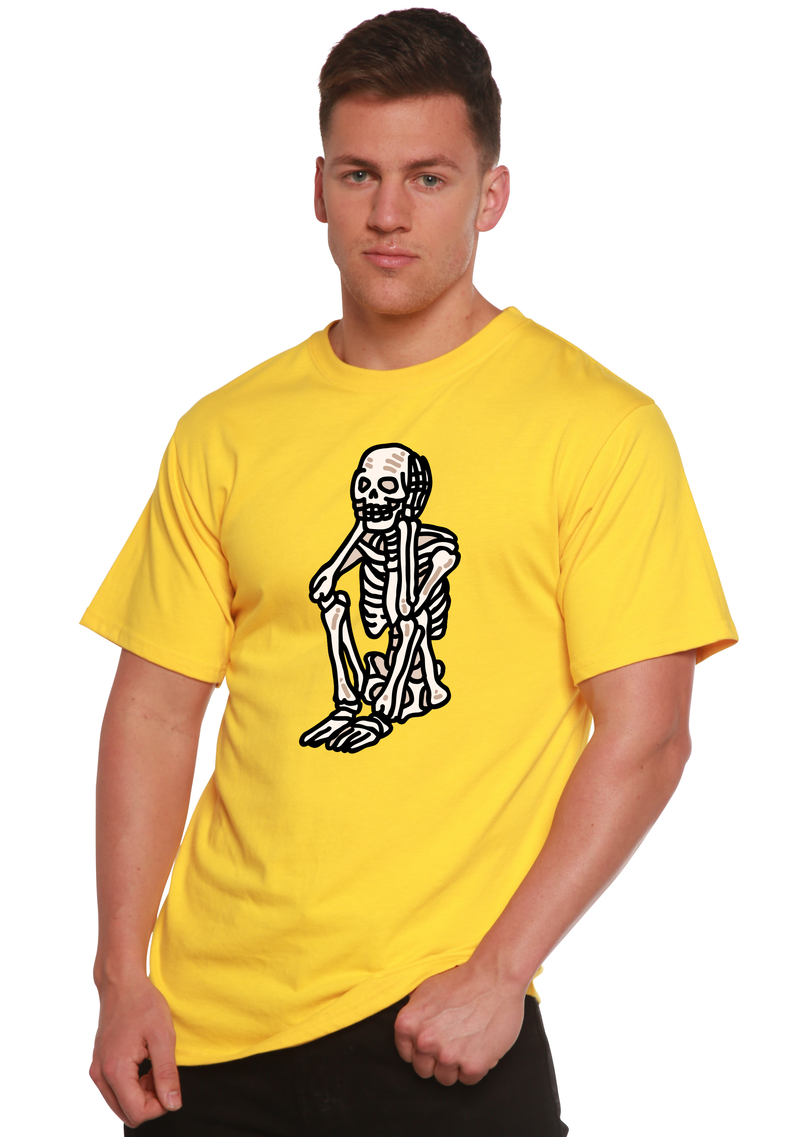 Sad Skeleton Halloween Unisex Bamboo Viscose/Organic Cotton Short Sleeve Graphic T-Shirt - The7Letter