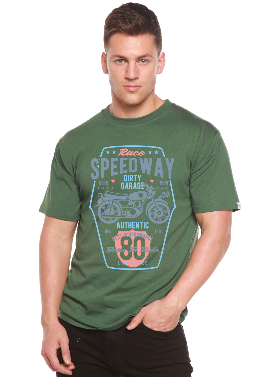 Speedway Motorcycle Spun Bamboo® Men's Bamboo Viscose/Organic Cotton Short Sleeve Graphic T-Shirt - The7Letter