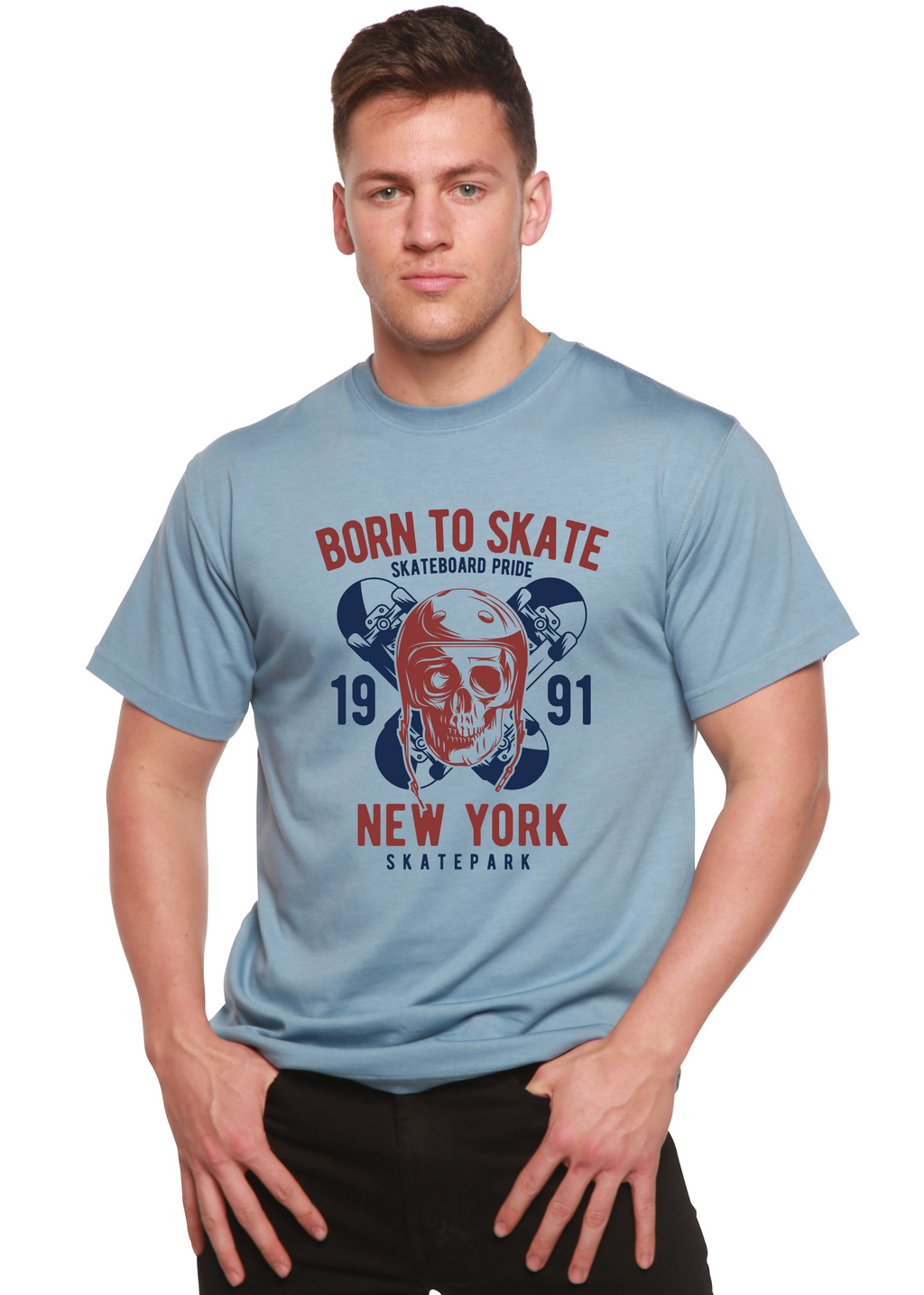 Born To Skate 1991 New York Men's Bamboo Viscose/Organic Cotton Short Sleeve Graphic T-Shirt - The7Letter