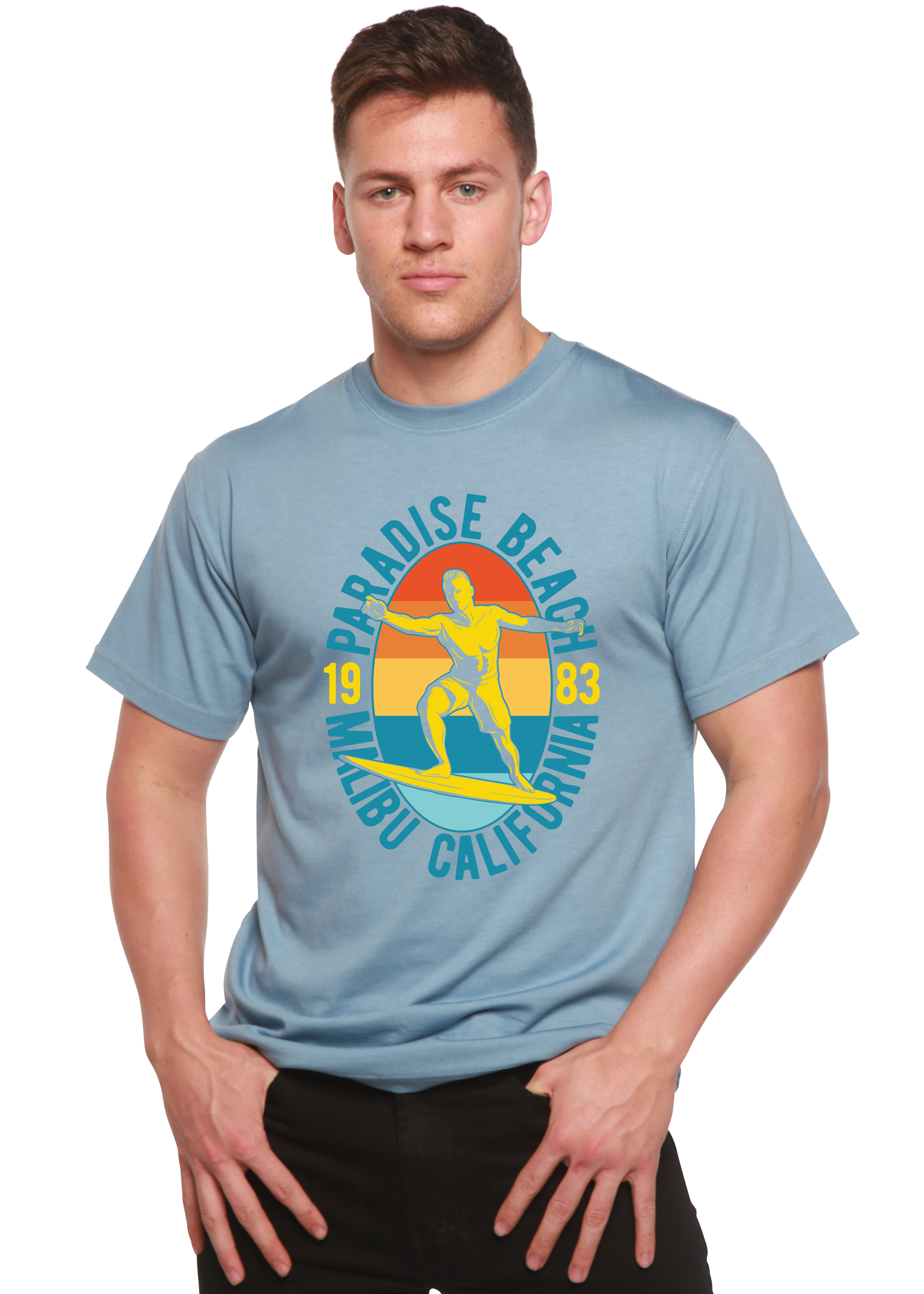 Paradise Beach 1983 Men's Bamboo Viscose/Organic Cotton Short Sleeve Graphic T-Shirt - The7Letter