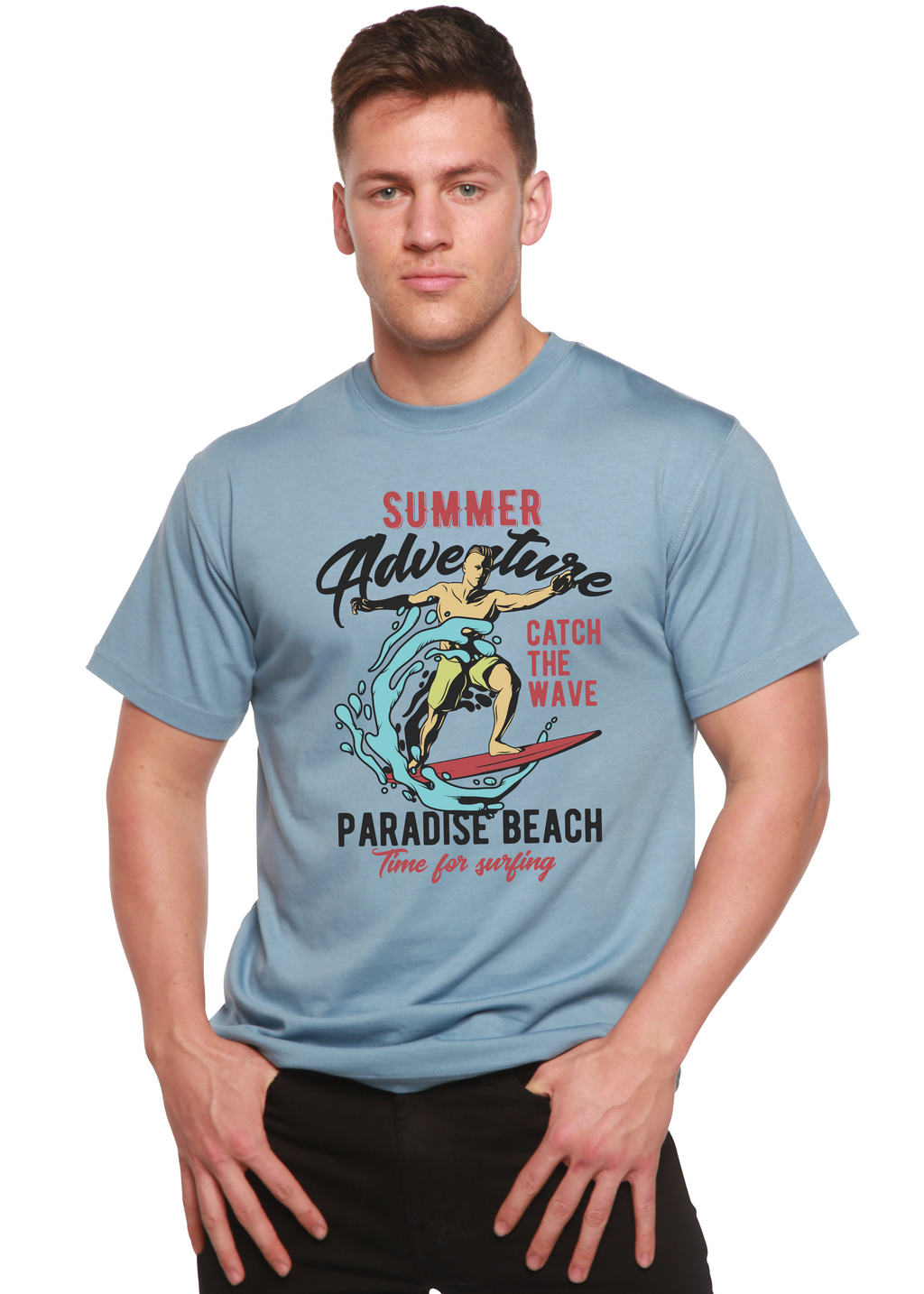 Catch The Wave Men's Bamboo Viscose/Organic Cotton Short Sleeve Graphic T-Shirt - The7Letter