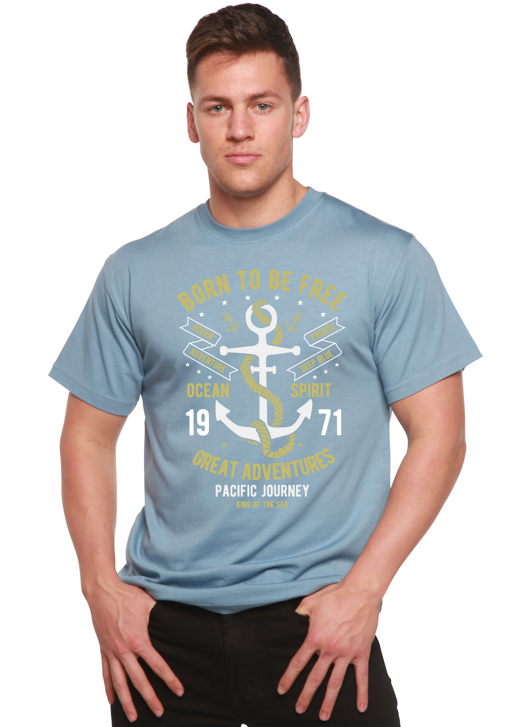 Born To Be Free Men's Bamboo Viscose/Organic Cotton Short Sleeve Graphic T-Shirt - The7Letter