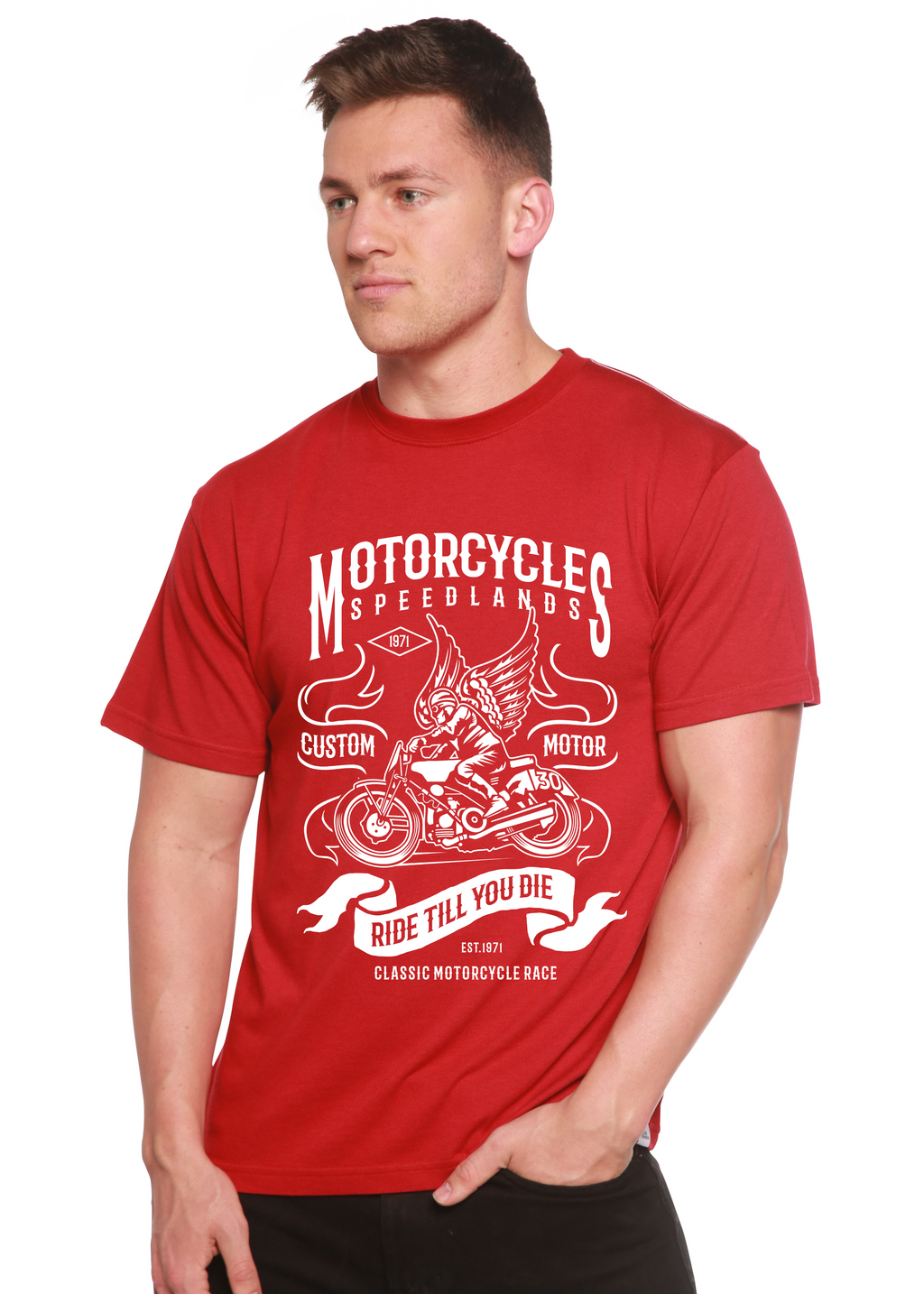 Motorcycles Men's Bamboo Viscose/Organic Cotton Short Sleeve Graphic T-Shirt - The7Letter