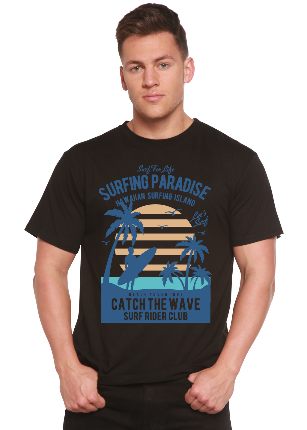 Surfing Paradis Spun Bamboo® Men's Bamboo Viscose/Organic Cotton Short Sleeve Graphic T-Shirt - The7Letter