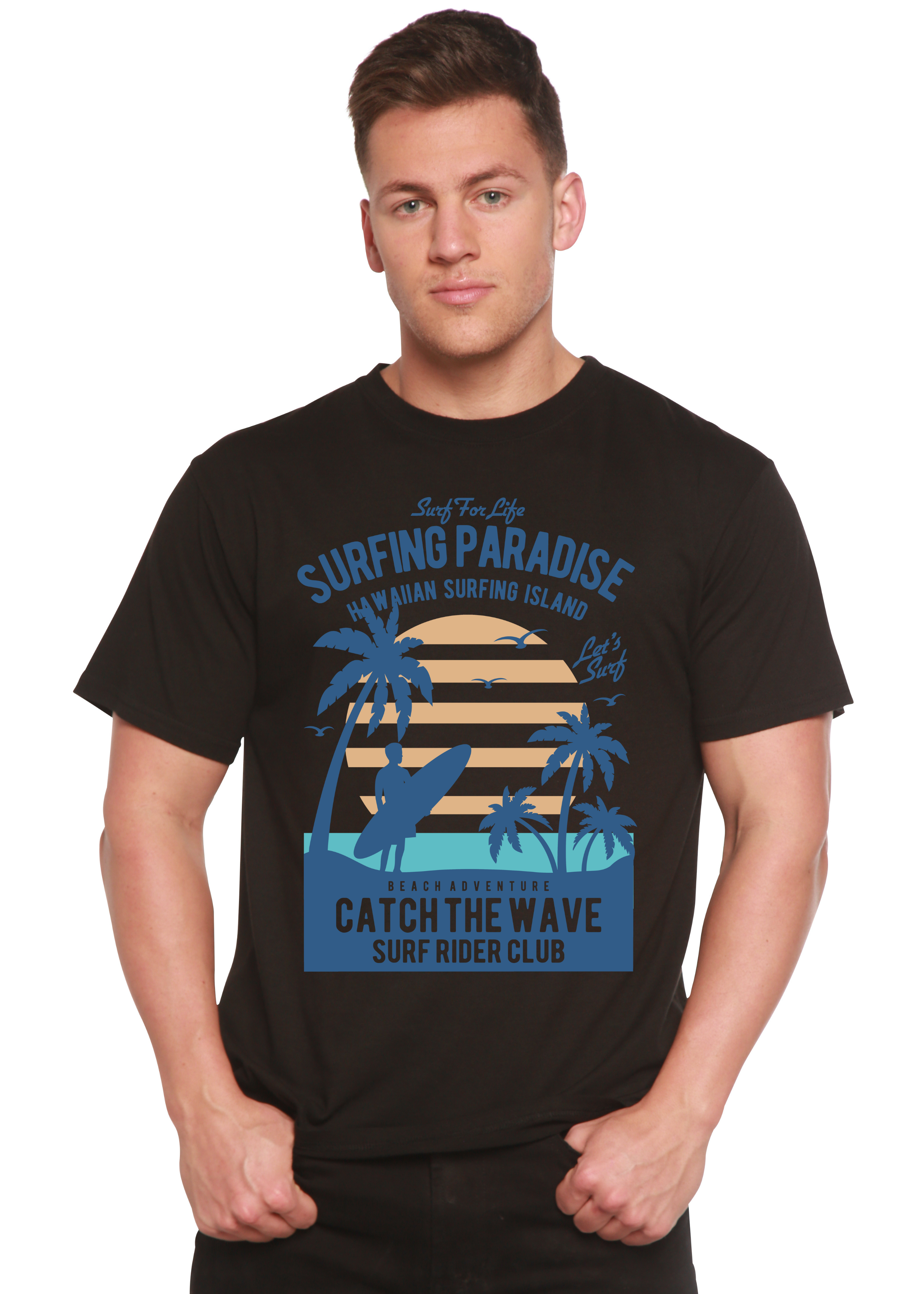 Surfing Paradis Spun Bamboo® Men's Bamboo Viscose/Organic Cotton Short Sleeve Graphic T-Shirt - The7Letter