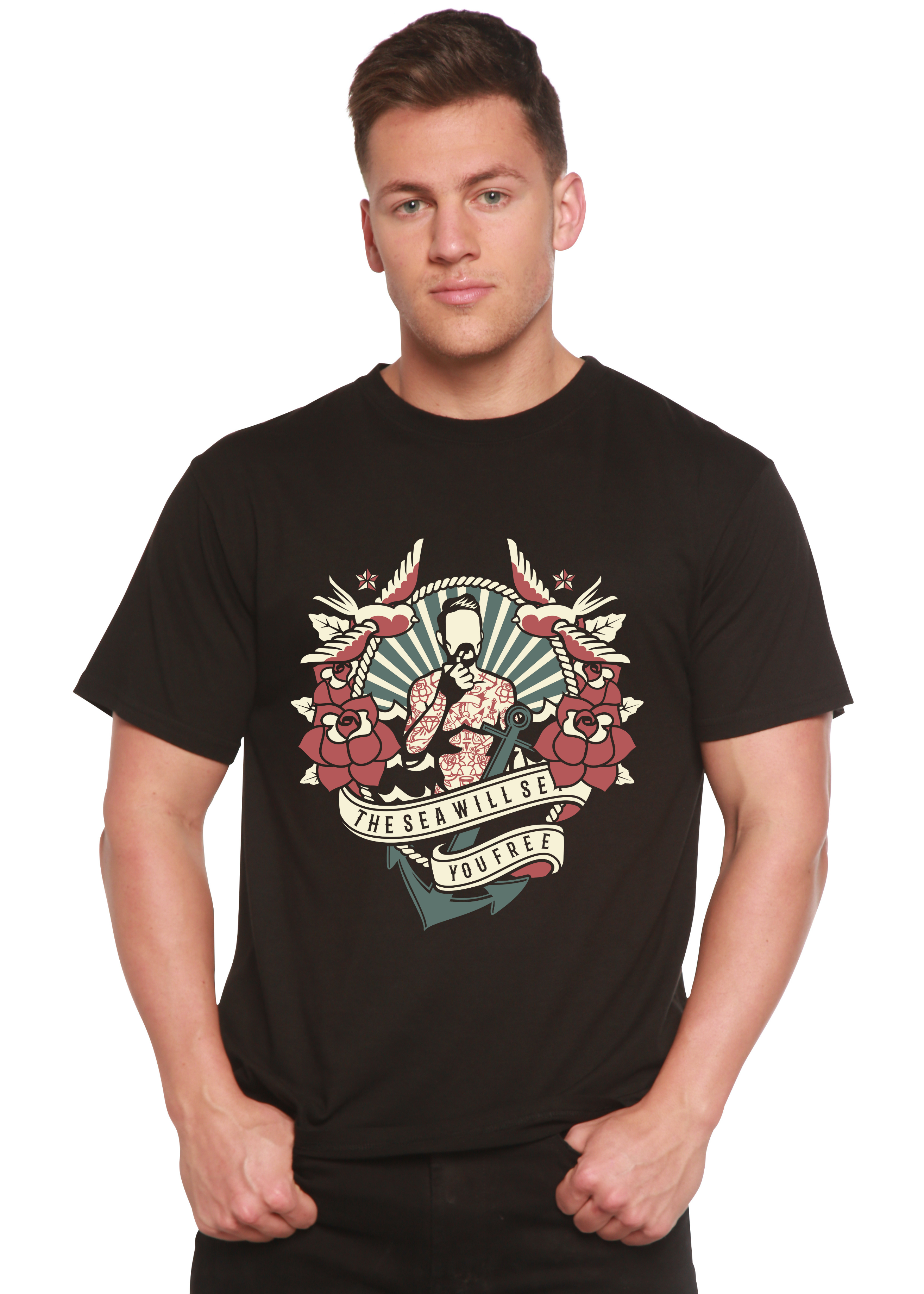 The Sea Will Spun Bamboo® Men's Bamboo Viscose/Organic Cotton Short Sleeve Graphic T-Shirt - The7Letter