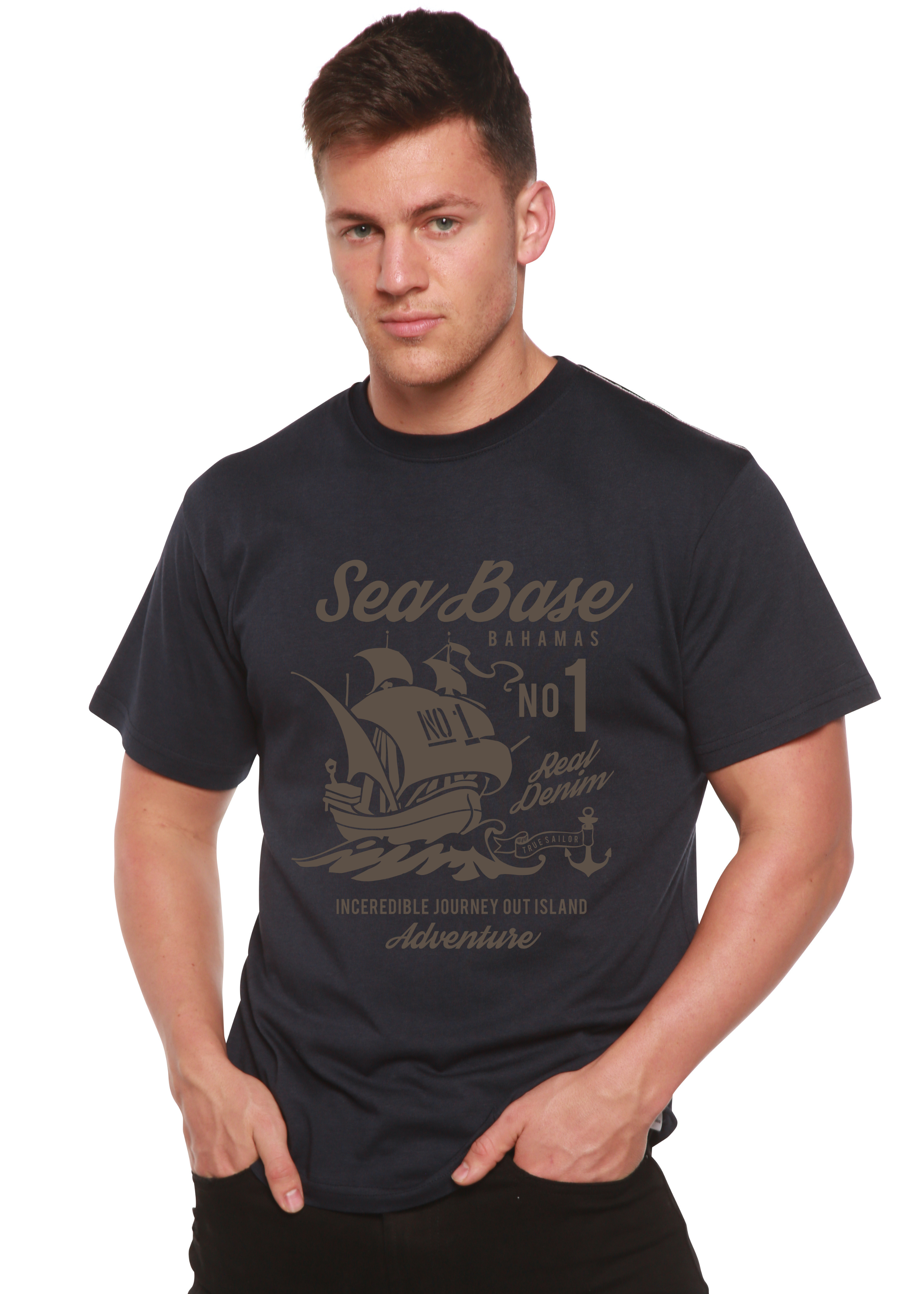 Sea Base Spun Bamboo® Men's Bamboo Viscose/Organic Cotton Short Sleeve Graphic T-Shirt - The7Letter