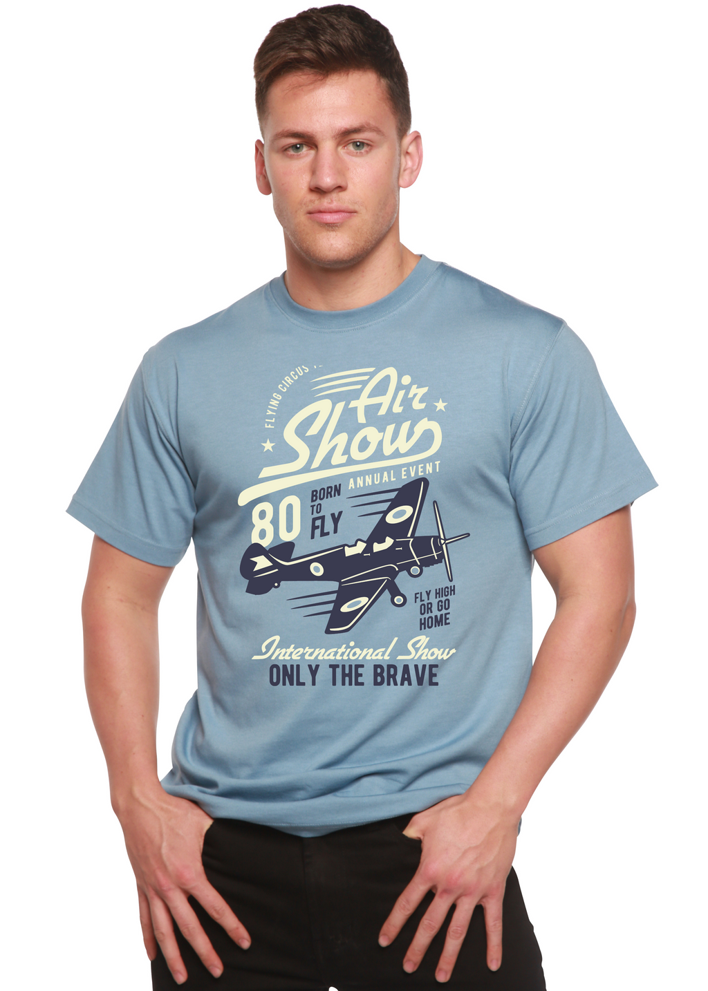 Air Show Men's Bamboo Viscose/Organic Cotton Short Sleeve Graphic T-Shirt - The7Letter