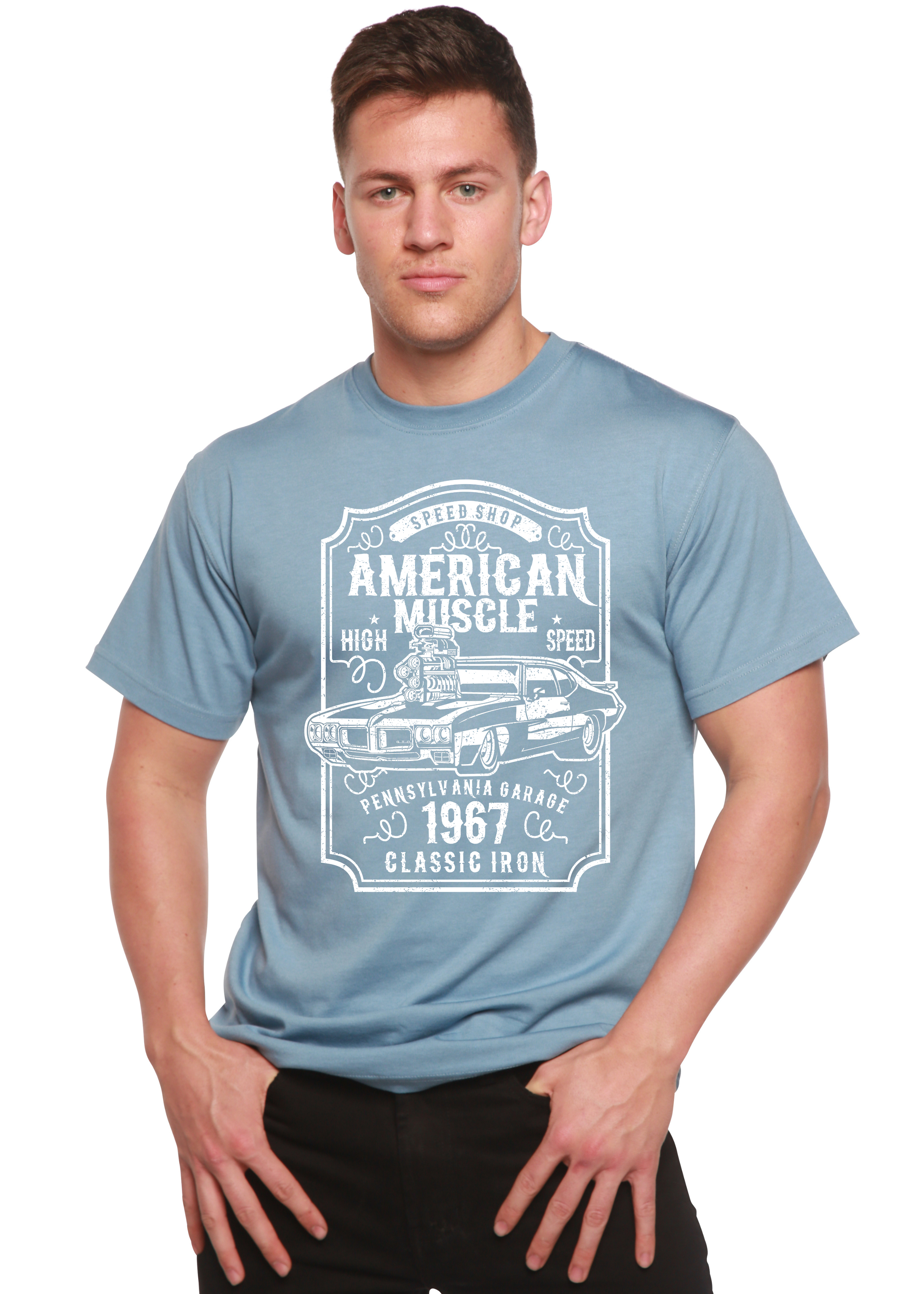American Muscle Men's Bamboo Viscose/Organic Cotton Short Sleeve Graphic T-Shirt - The7Letter