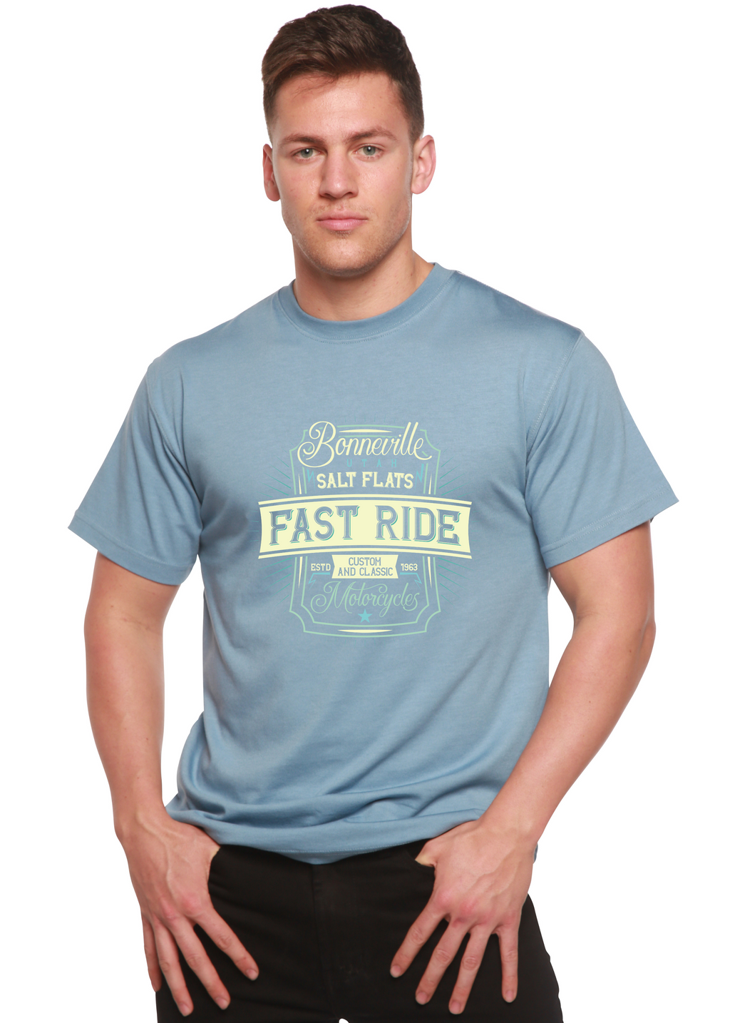 Fast Ride Men's Bamboo Viscose/Organic Cotton Short Sleeve Graphic T-Shirt - The7Letter