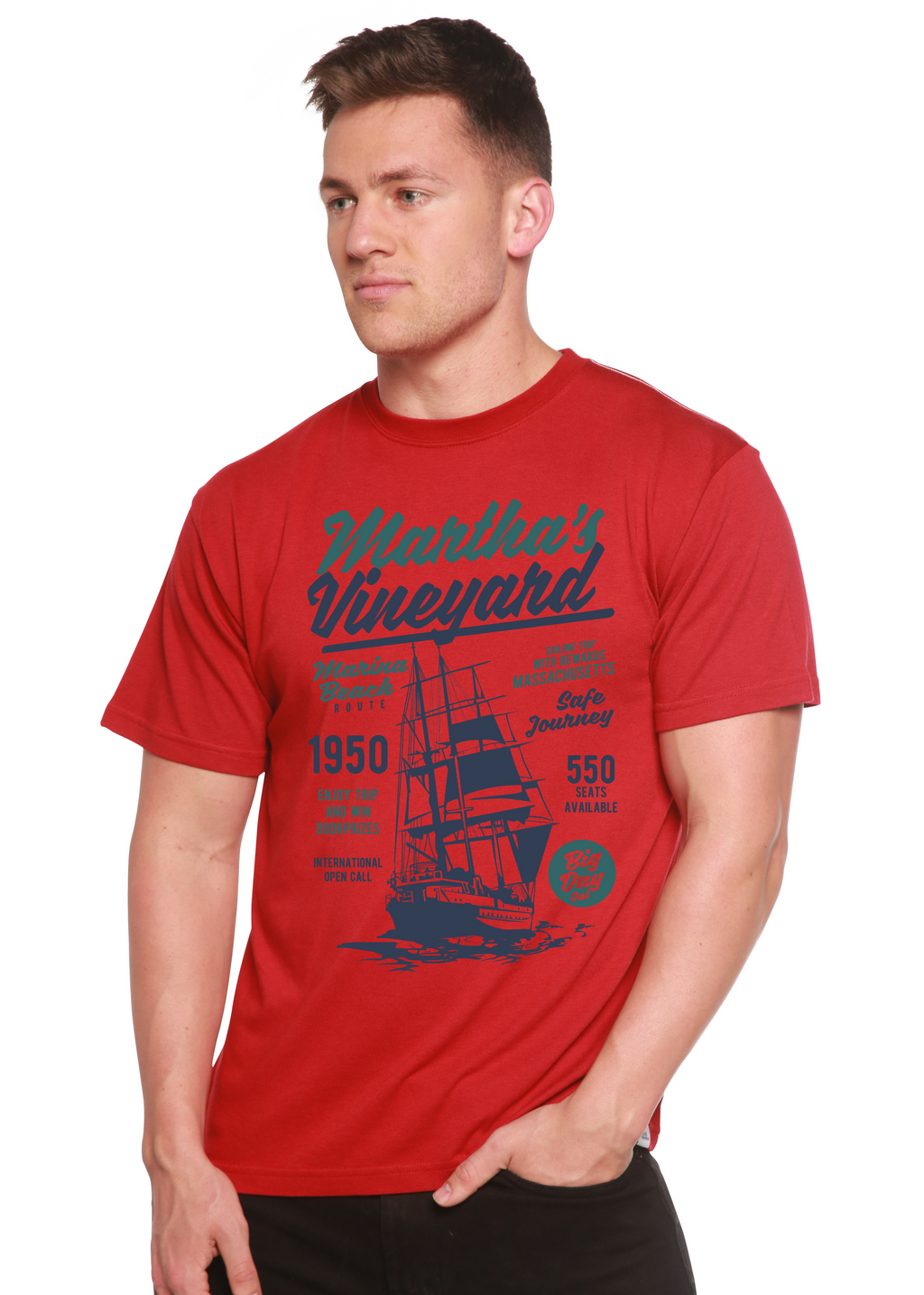 Martha's vineyard Men's Bamboo Viscose/Organic Cotton Short Sleeve Graphic T-Shirt - The7Letter