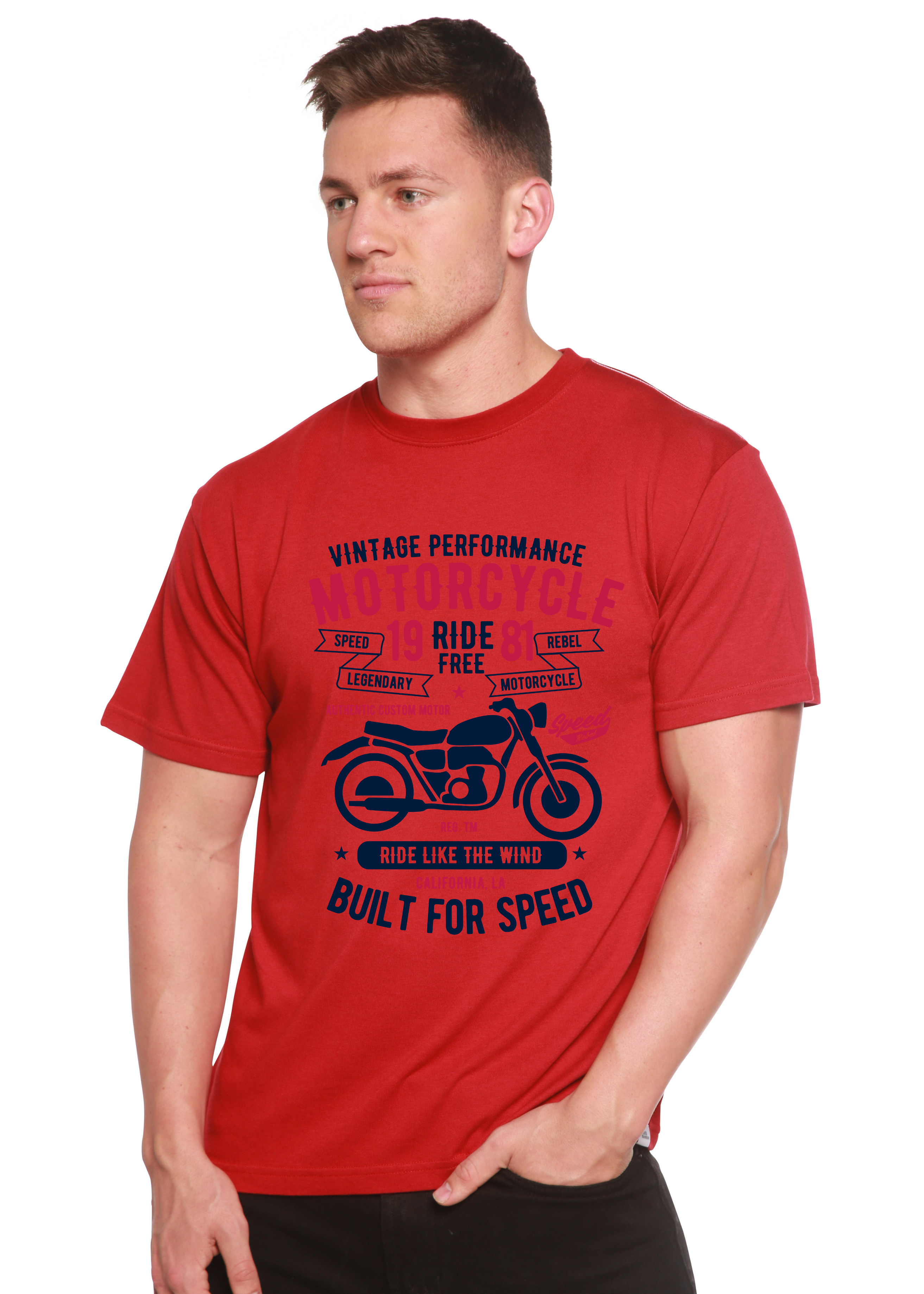 Motorcycle Ride Free Men's Bamboo Viscose/Organic Cotton Short Sleeve Graphic T-Shirt - The7Letter