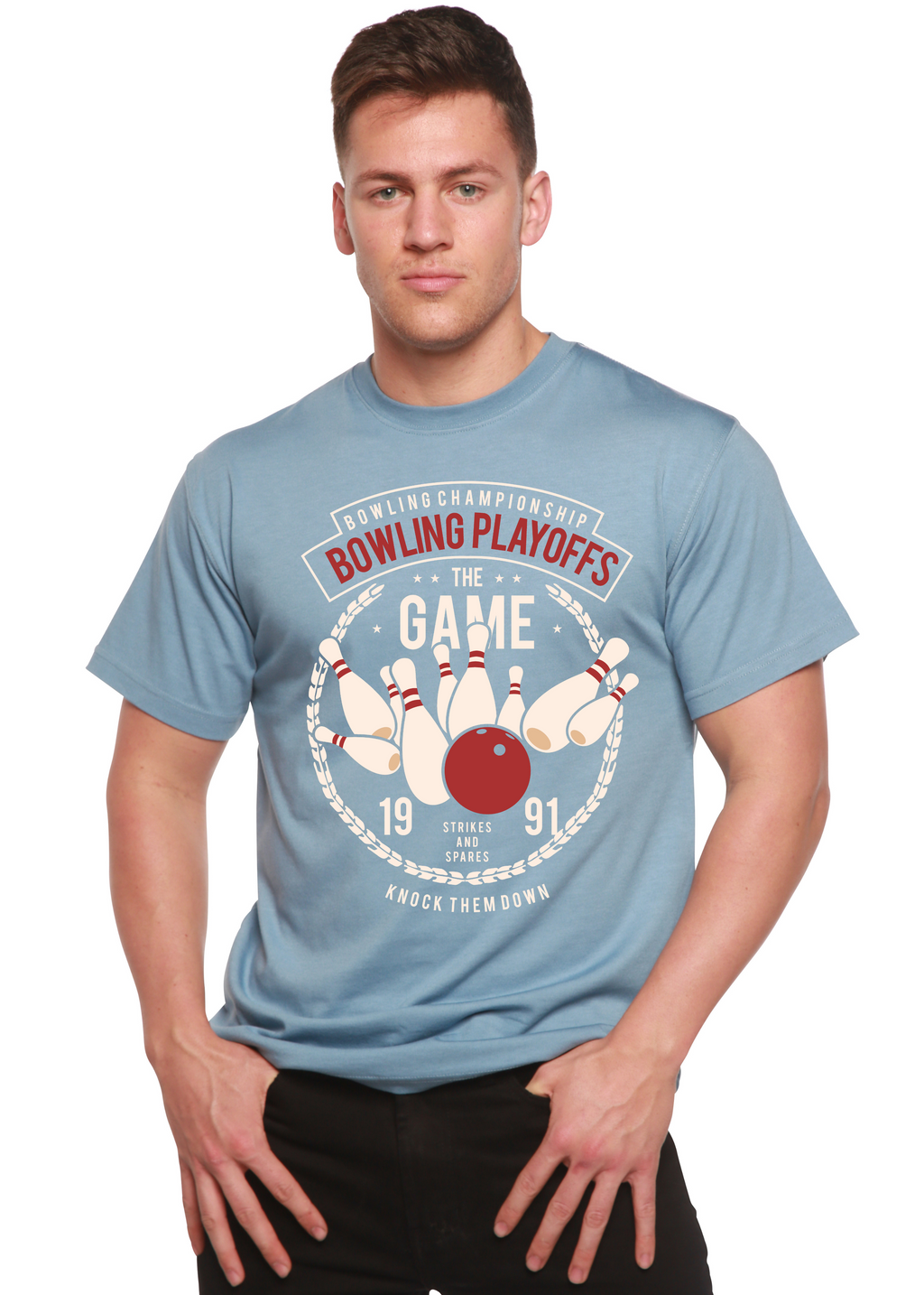 Bowling Playoffs Men's Bamboo Viscose/Organic Cotton Short Sleeve Graphic T-Shirt - The7Letter