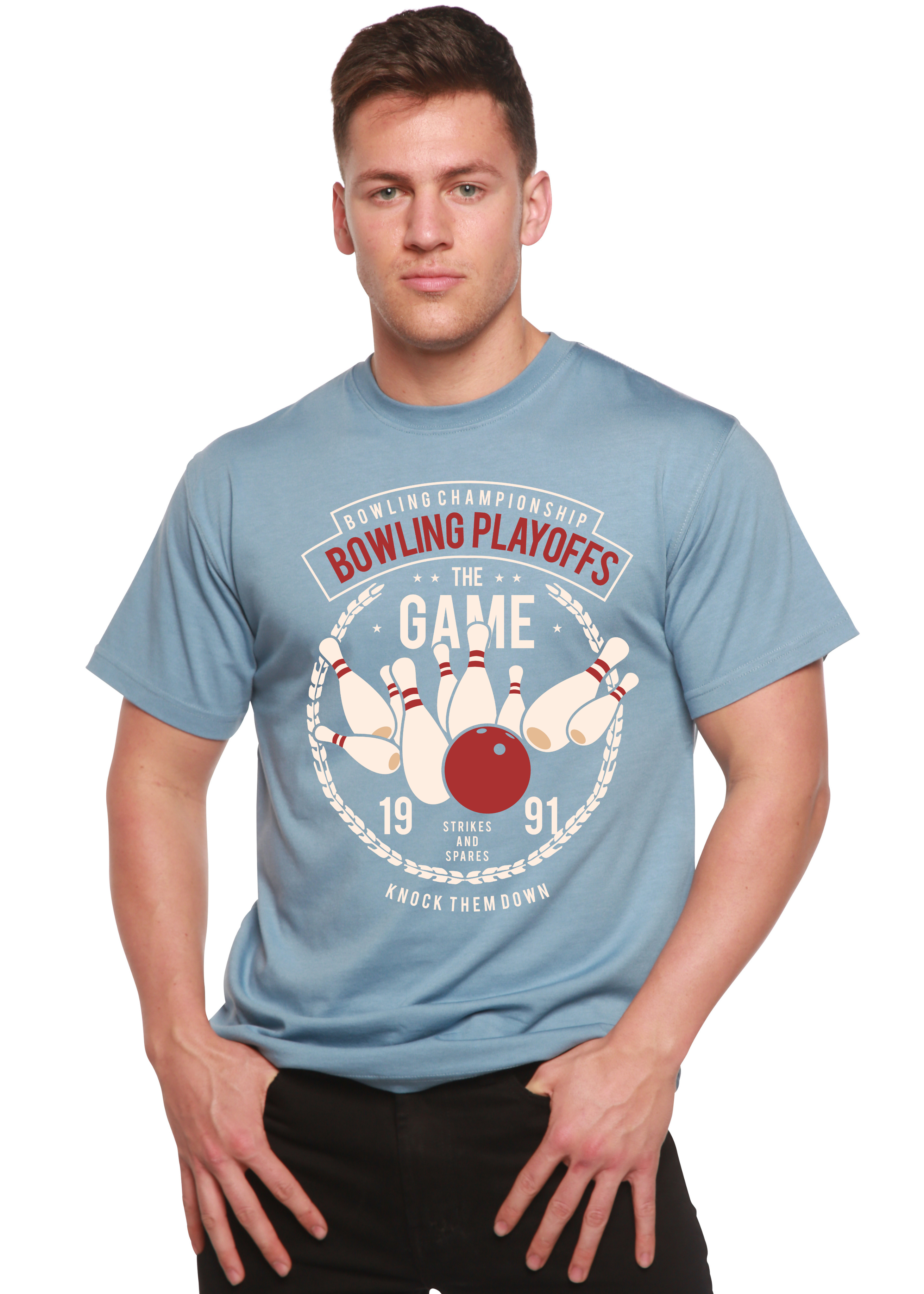 Bowling Playoffs Men's Bamboo Viscose/Organic Cotton Short Sleeve Graphic T-Shirt - The7Letter