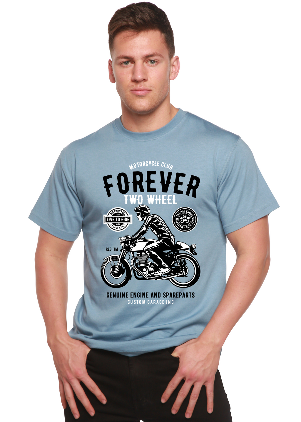 Forever Two Wheel Men's Bamboo Viscose/Organic Cotton Short Sleeve Graphic T-Shirt - The7Letter