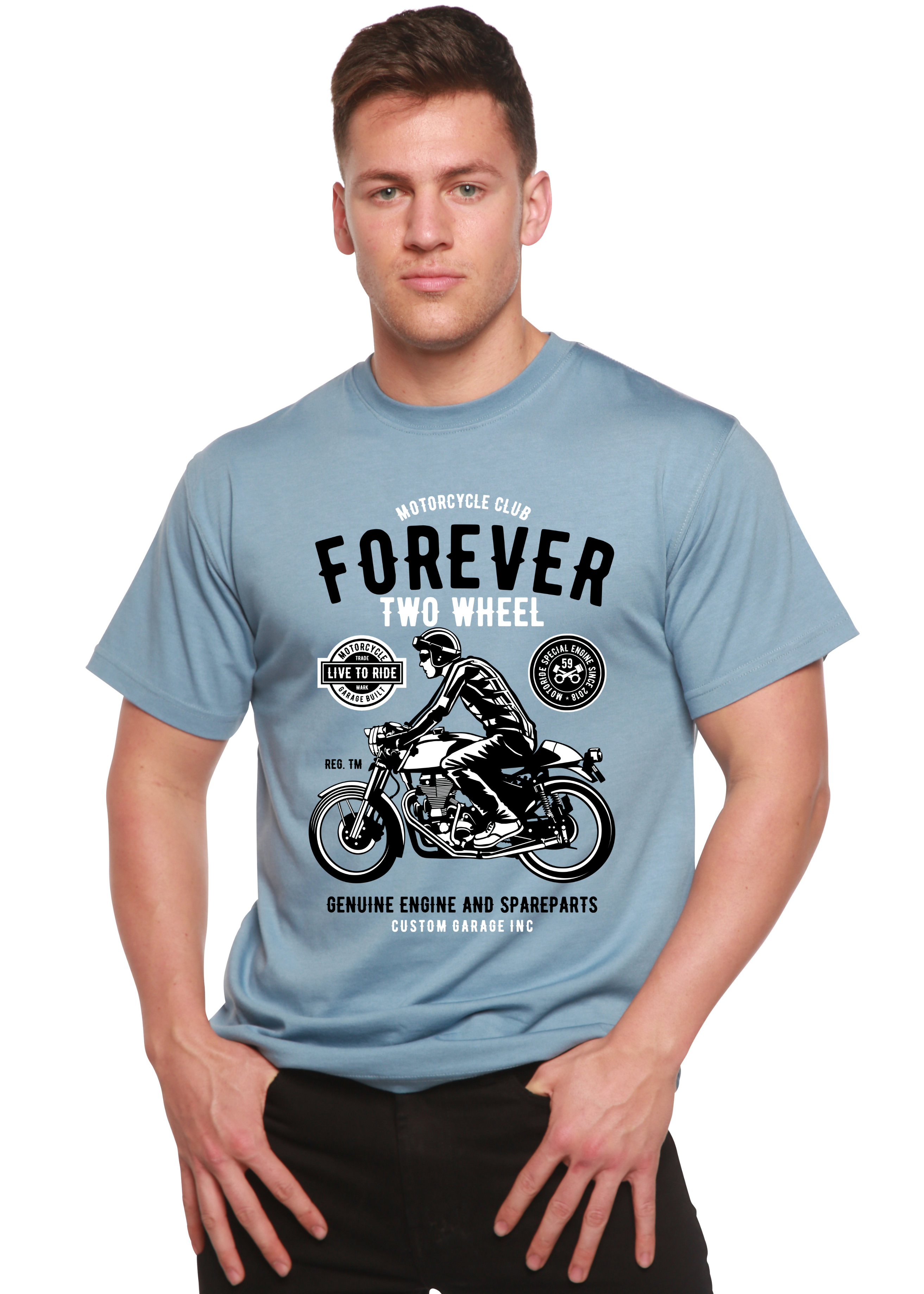Forever Two Wheel Men's Bamboo Viscose/Organic Cotton Short Sleeve Graphic T-Shirt - The7Letter