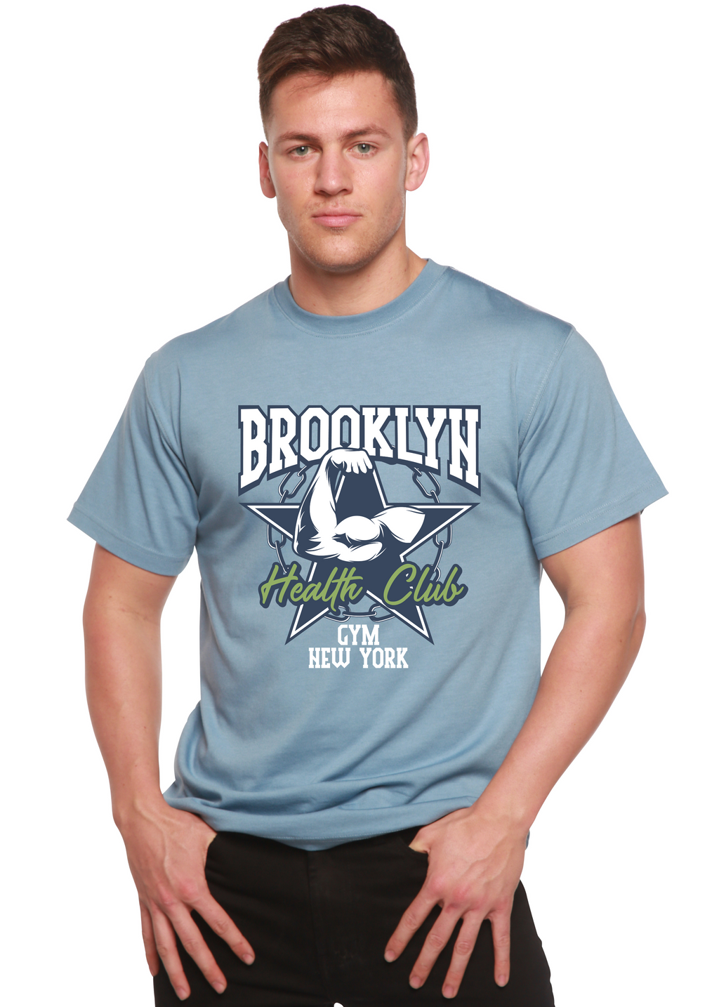 Brooklyn Health Club Men's Bamboo Viscose/Organic Cotton Short Sleeve Graphic T-Shirt - The7Letter