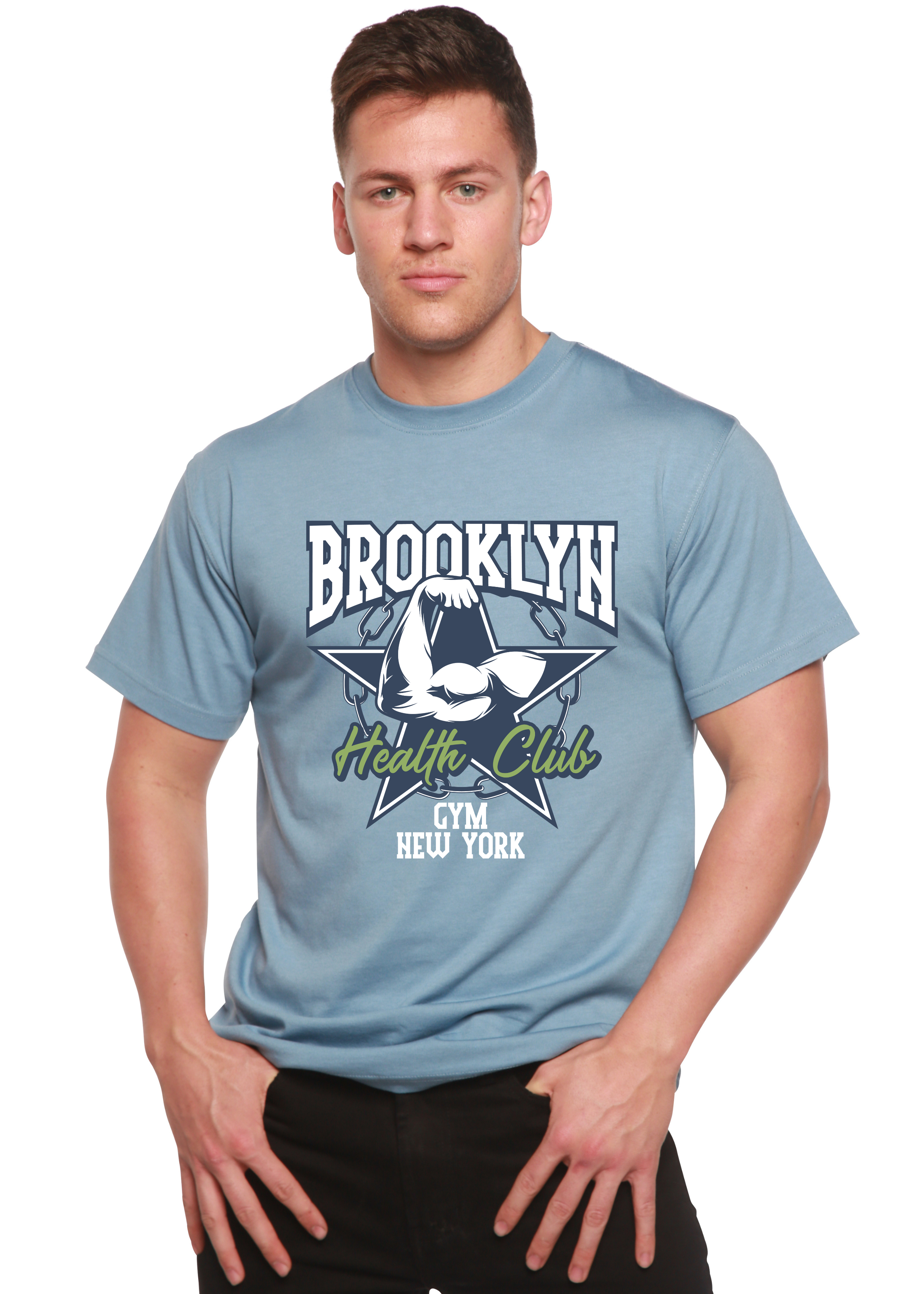 Brooklyn Health Club Men's Bamboo Viscose/Organic Cotton Short Sleeve Graphic T-Shirt - The7Letter