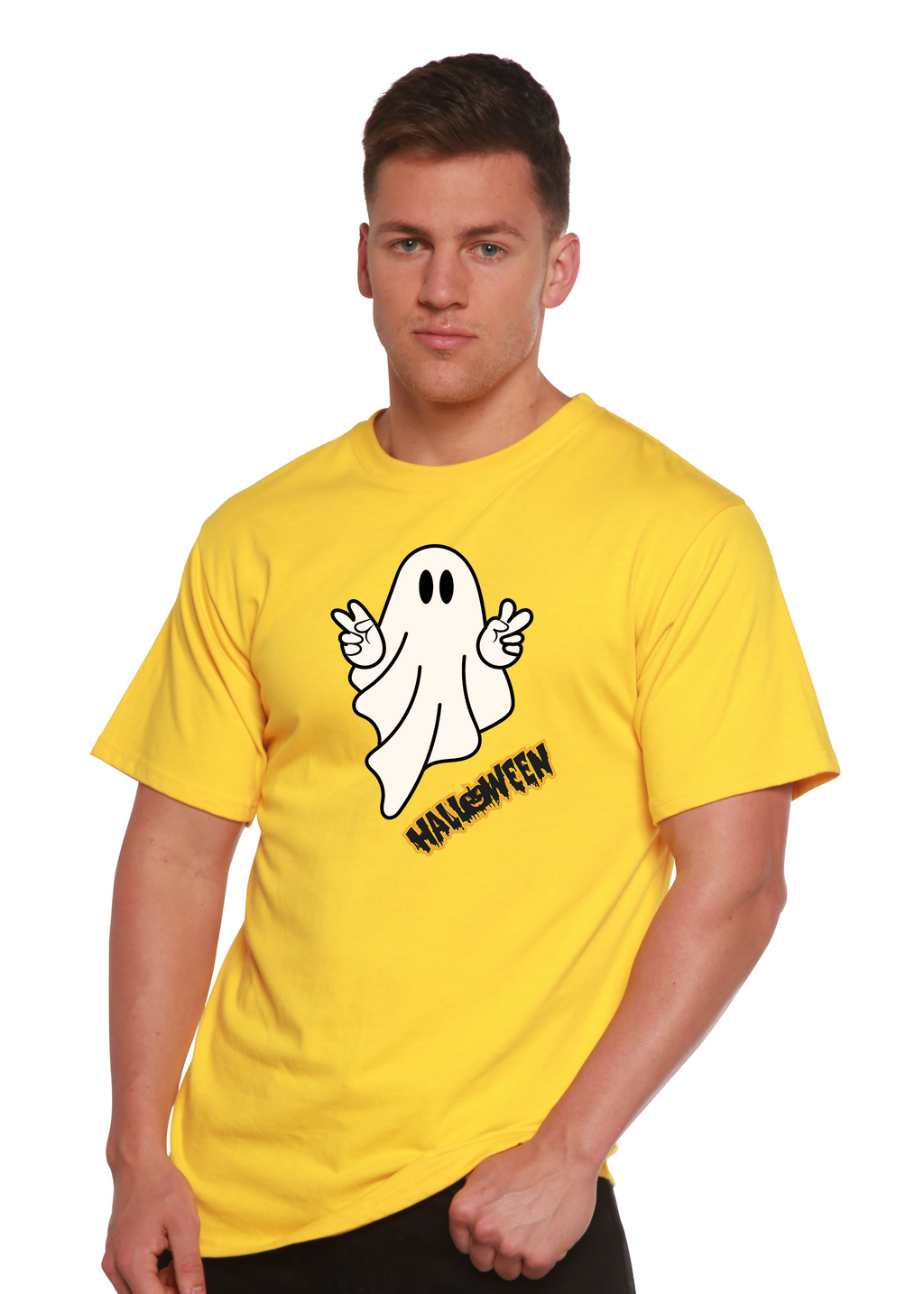 Halloween Ghost Unisex Bamboo Viscose/Organic Cotton Short Sleeve Graphic T-Shirt - The7Letter