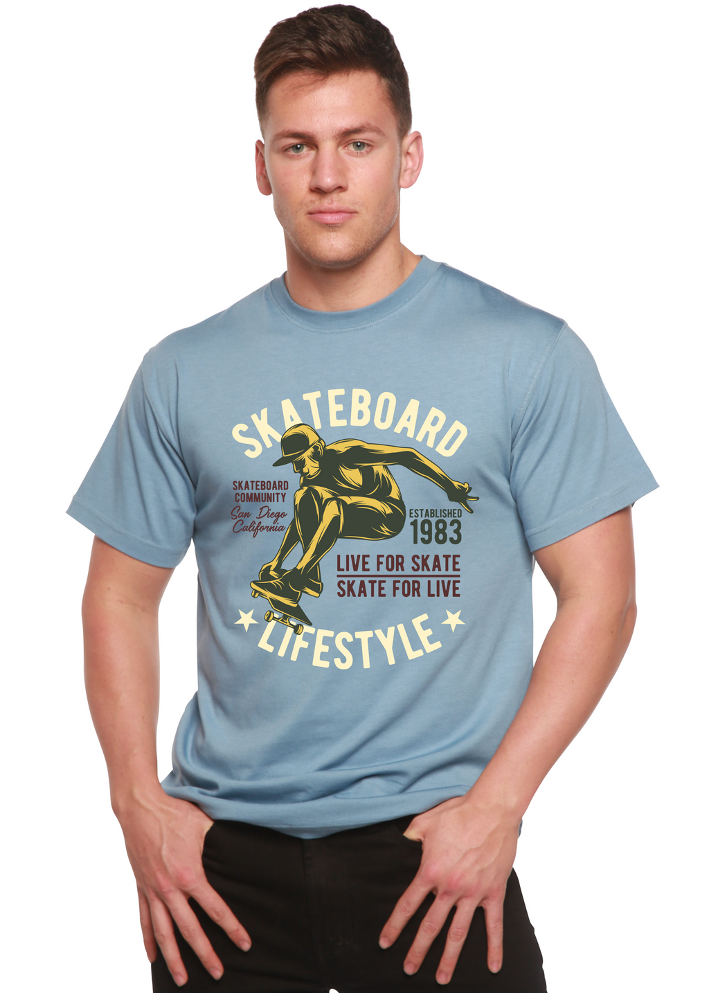 Skateboard Lifestyle Men's Bamboo Viscose/Organic Cotton Short Sleeve Graphic T-Shirt - The7Letter
