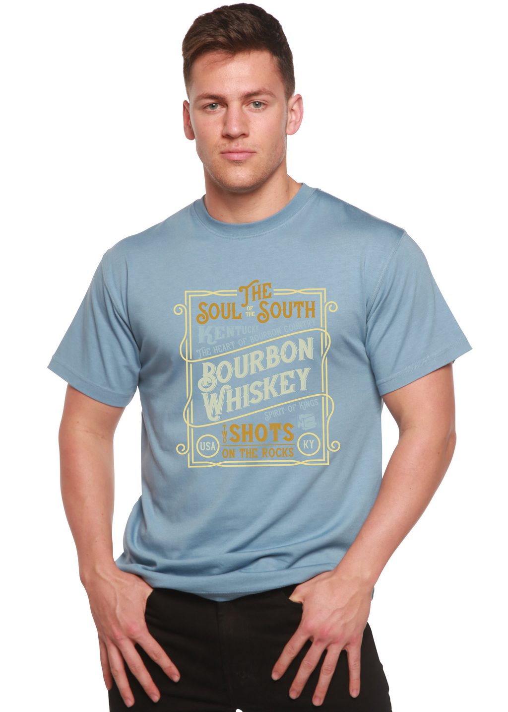 Bourbon Whiskey Men's Bamboo Viscose/Organic Cotton Short Sleeve Graphic T-Shirt - The7Letter