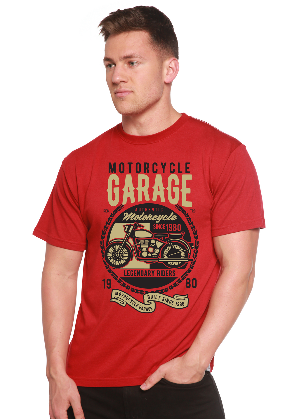 Motorcycle Garage Men's Bamboo Viscose/Organic Cotton Short Sleeve Graphic T-Shirt - The7Letter