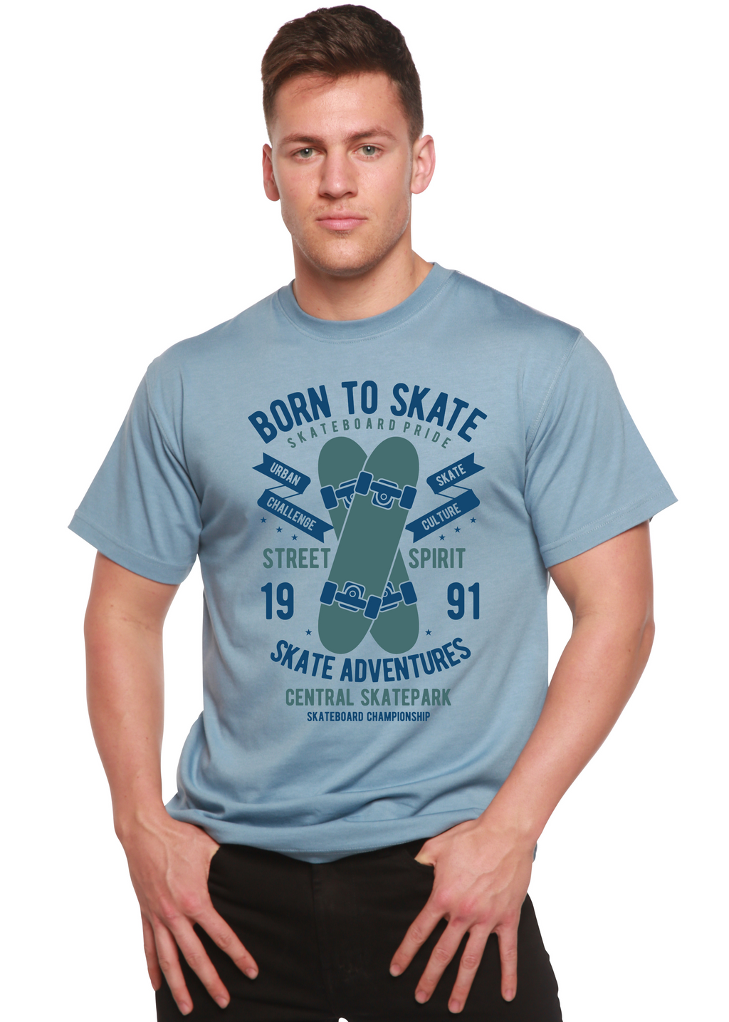 Born To Skate Men's Bamboo Viscose/Organic Cotton Short Sleeve Graphic T-Shirt - The7Letter