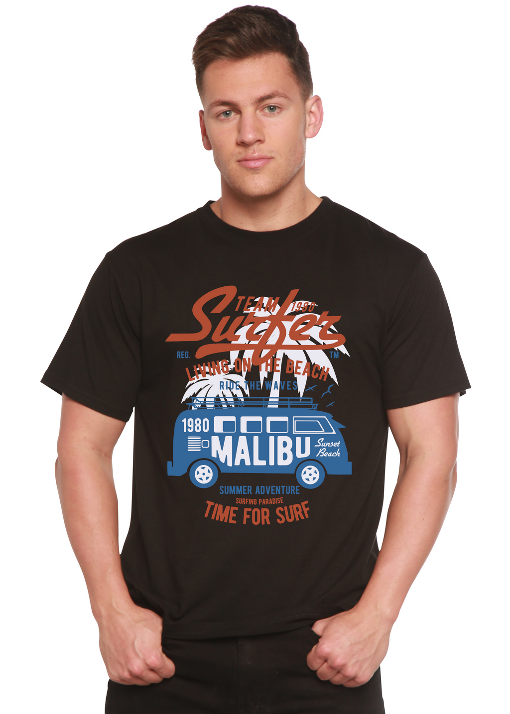 Team Surfer Spun Bamboo® Men's Bamboo Viscose/Organic Cotton Short Sleeve Graphic T-Shirt - The7Letter