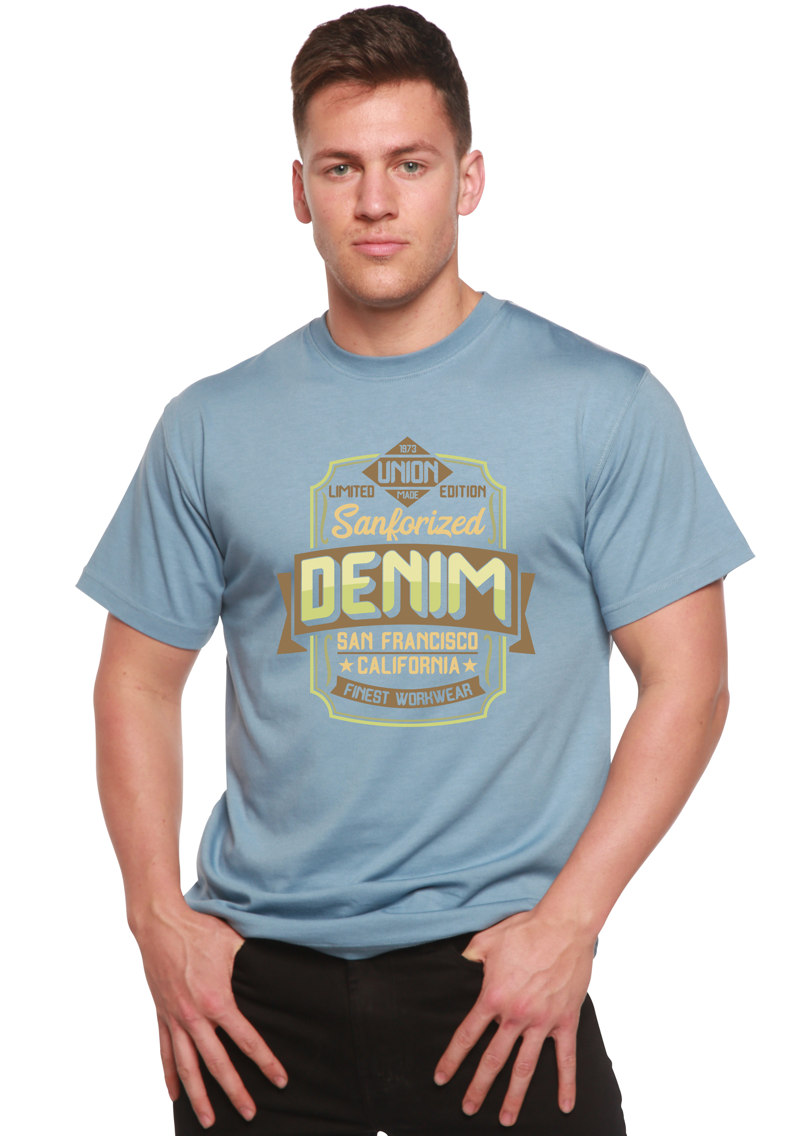 Sanforized Denim Men's Bamboo Viscose/Organic Cotton Short Sleeve Graphic T-Shirt - The7Letter