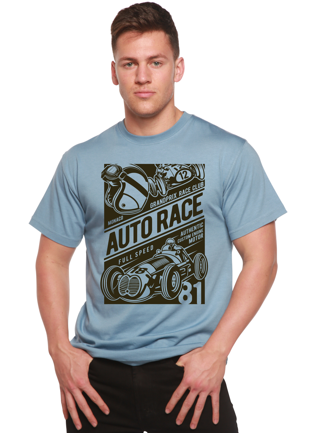 Auto Race Men's Bamboo Viscose/Organic Cotton Short Sleeve Graphic T-Shirt - The7Letter