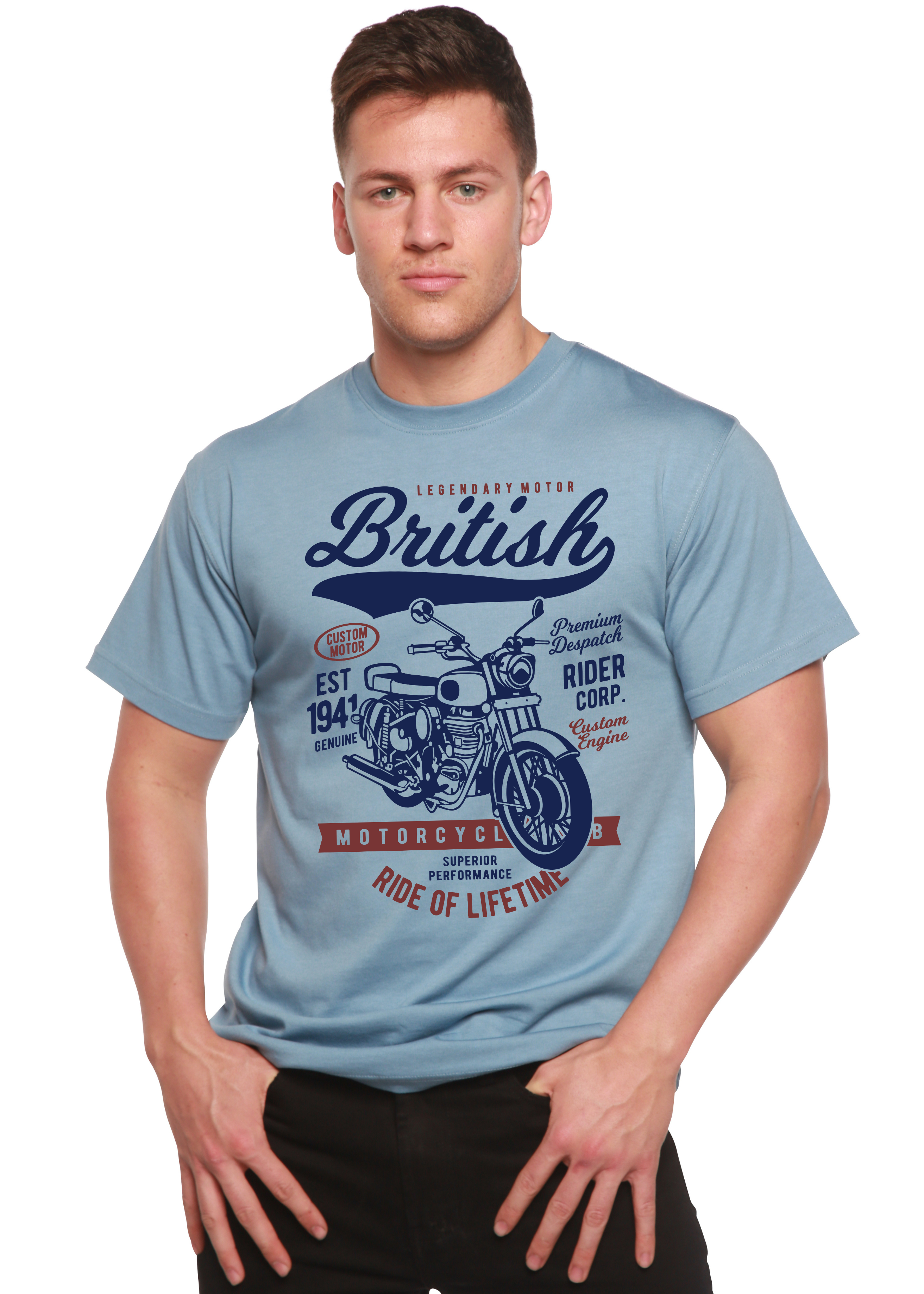 British Motorcycle Men's Bamboo Viscose/Organic Cotton Short Sleeve Graphic T-Shirt - The7Letter