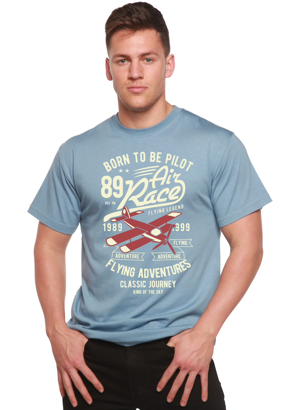 Born To Be Pilot Men's Bamboo Viscose/Organic Cotton Short Sleeve Graphic T-Shirt - The7Letter