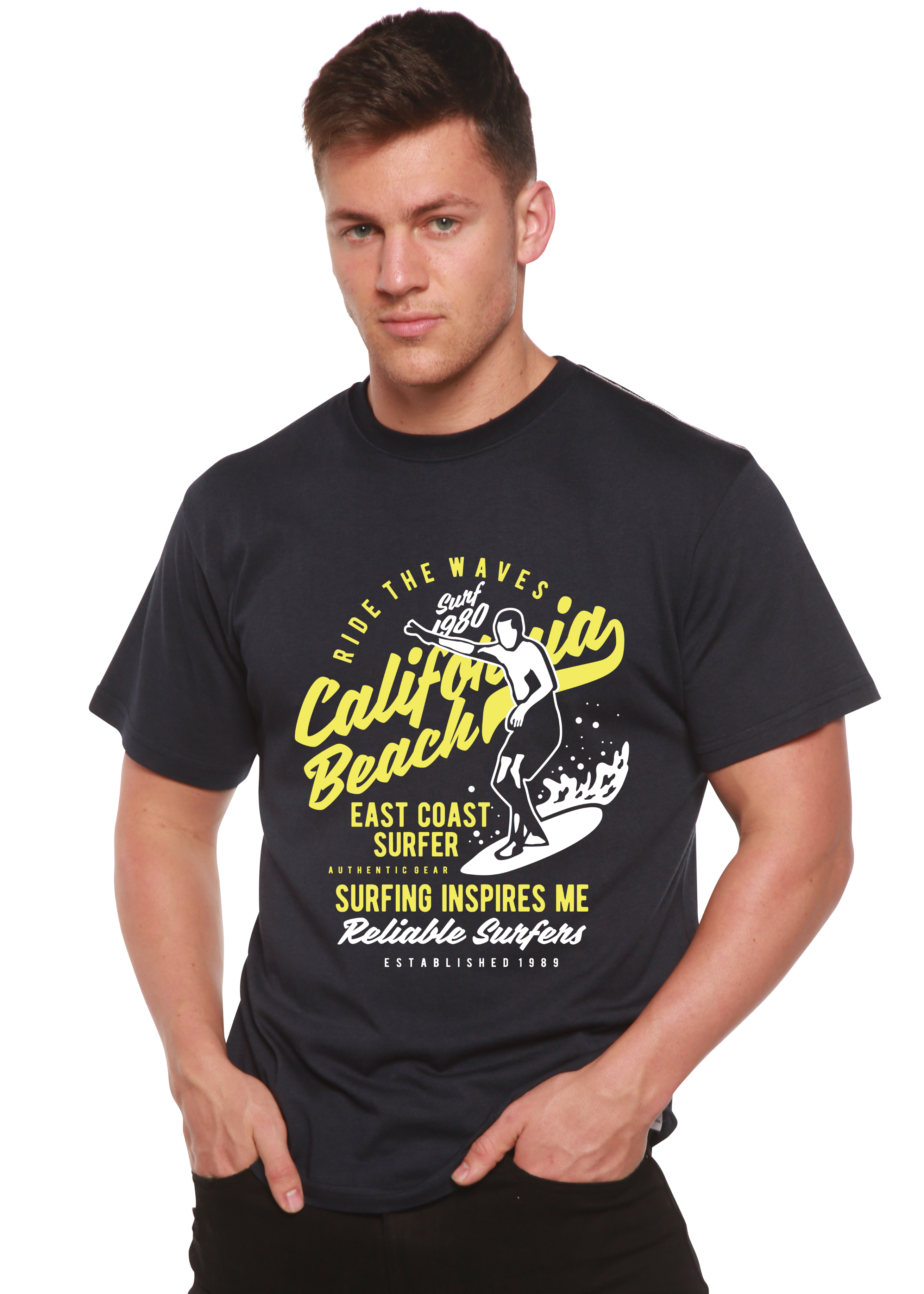 Ride The Waves Spun Bamboo® Men's Bamboo Viscose/Organic Cotton Short Sleeve Graphic T-Shirt - The7Letter