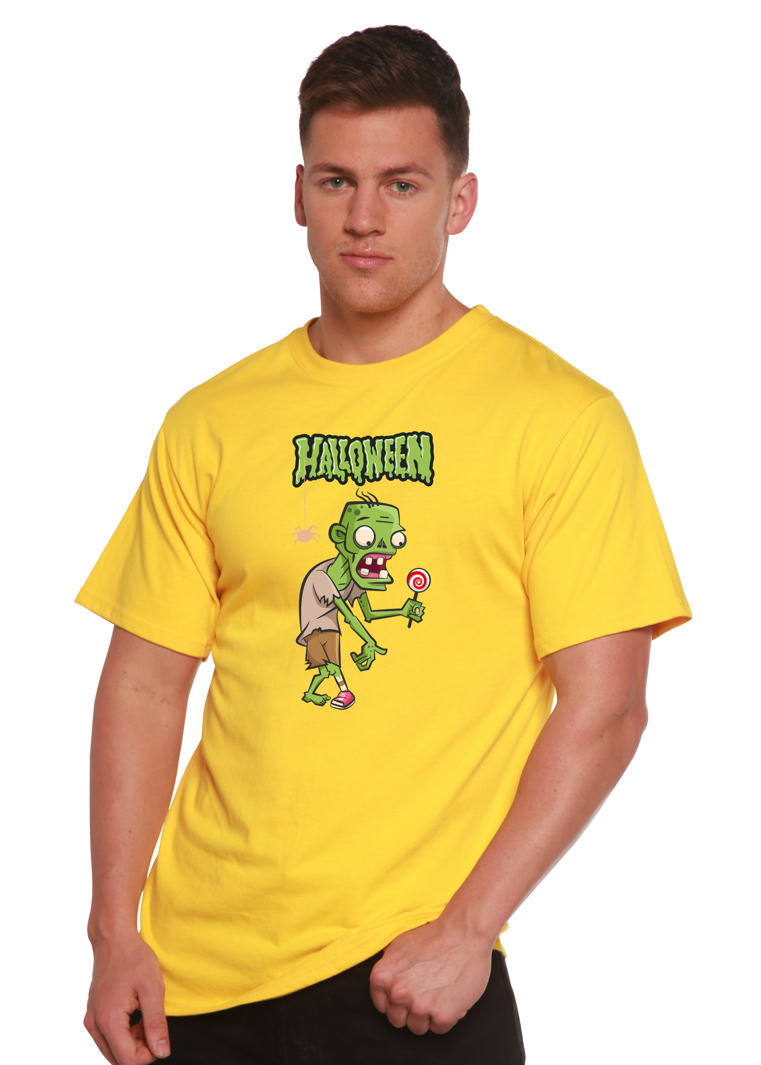 Halloween Green Monster Unisex Bamboo Viscose/Organic Cotton Short Sleeve Graphic T-Shirt - The7Letter