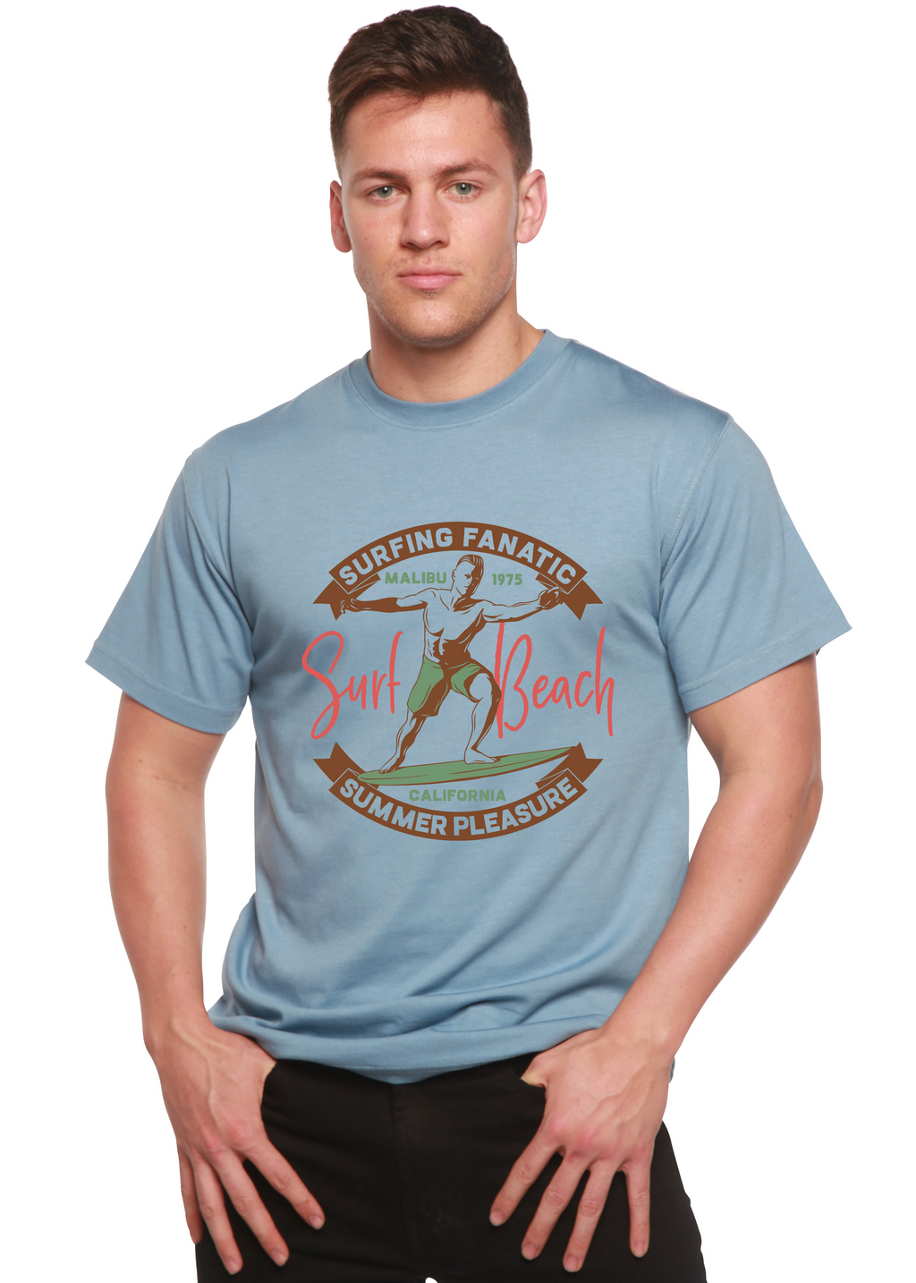 Surf Beach Men's Bamboo Viscose/Organic Cotton Short Sleeve Graphic T-Shirt - The7Letter