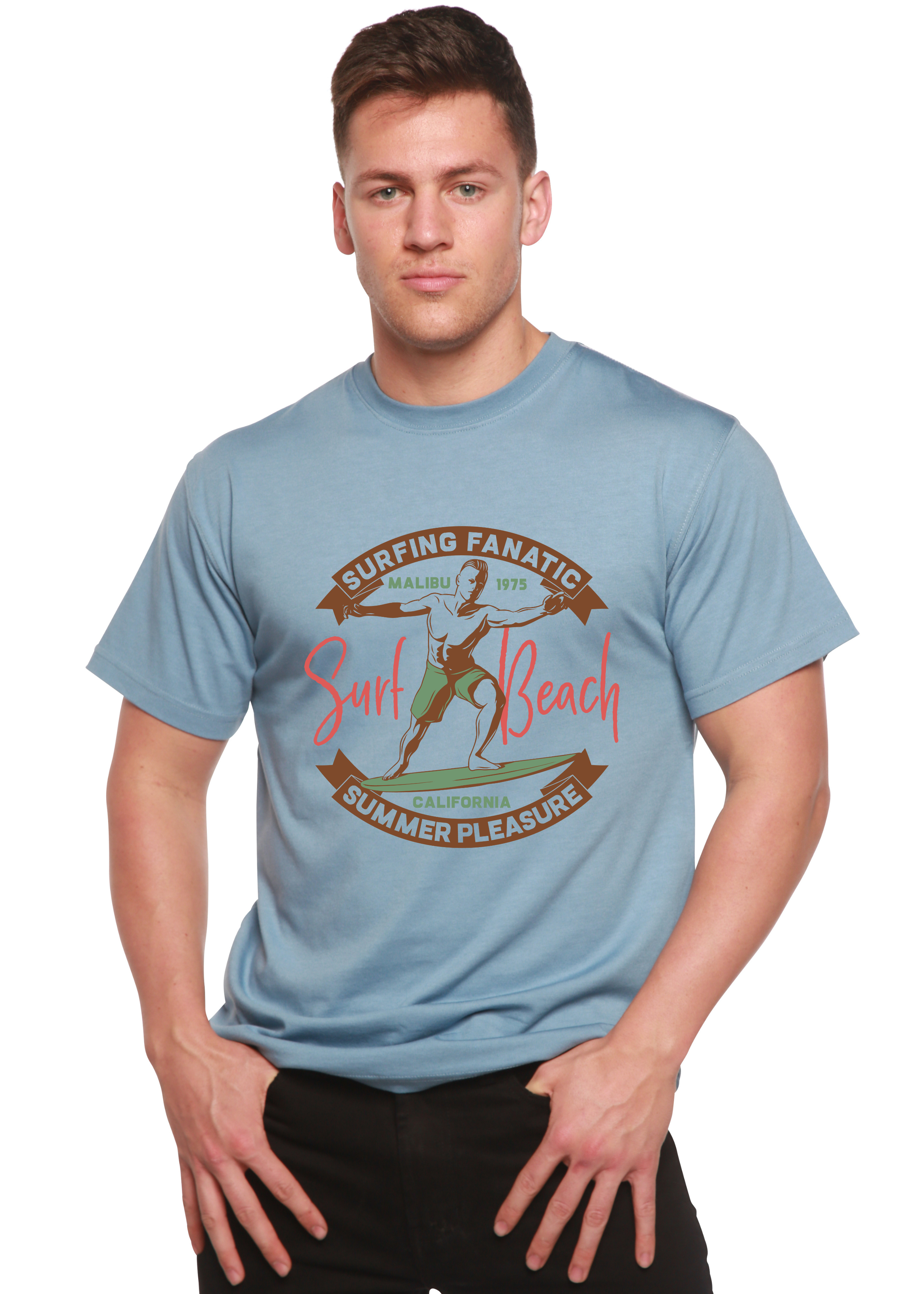 Surf Beach Men's Bamboo Viscose/Organic Cotton Short Sleeve Graphic T-Shirt - The7Letter