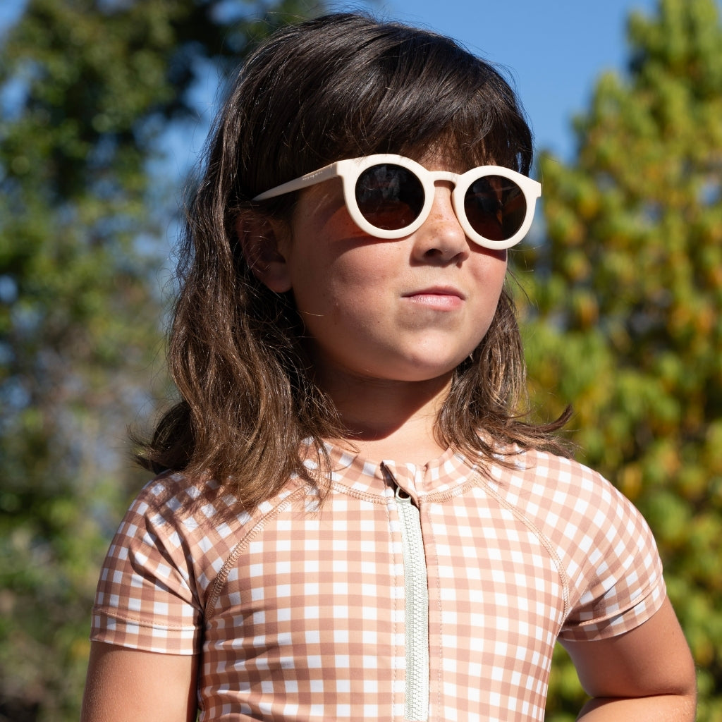 Short Sleeve Rashguard Swimsuit | UPF + Recycled - Sienna Gingham - The7Letter