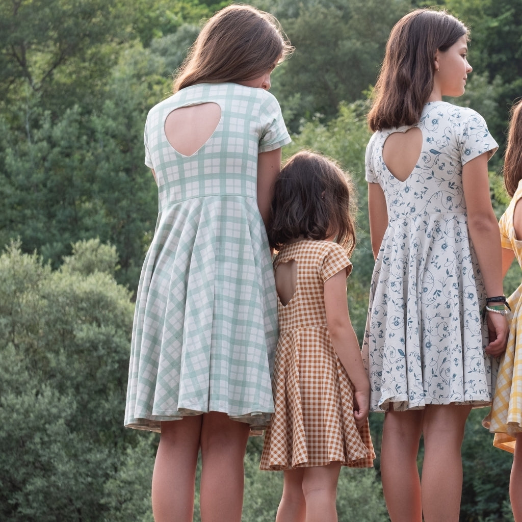 Sweetheart Twirl Dress | Organic Cotton Jersey - Fern Plaid - The7Letter