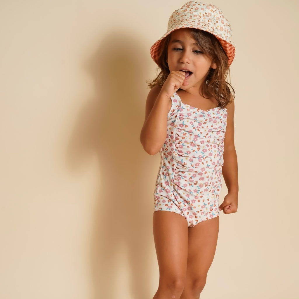 Vintage Girls 1 Piece Swimsuit | UPF + Recycled - Sunset Meadow - The7Letter