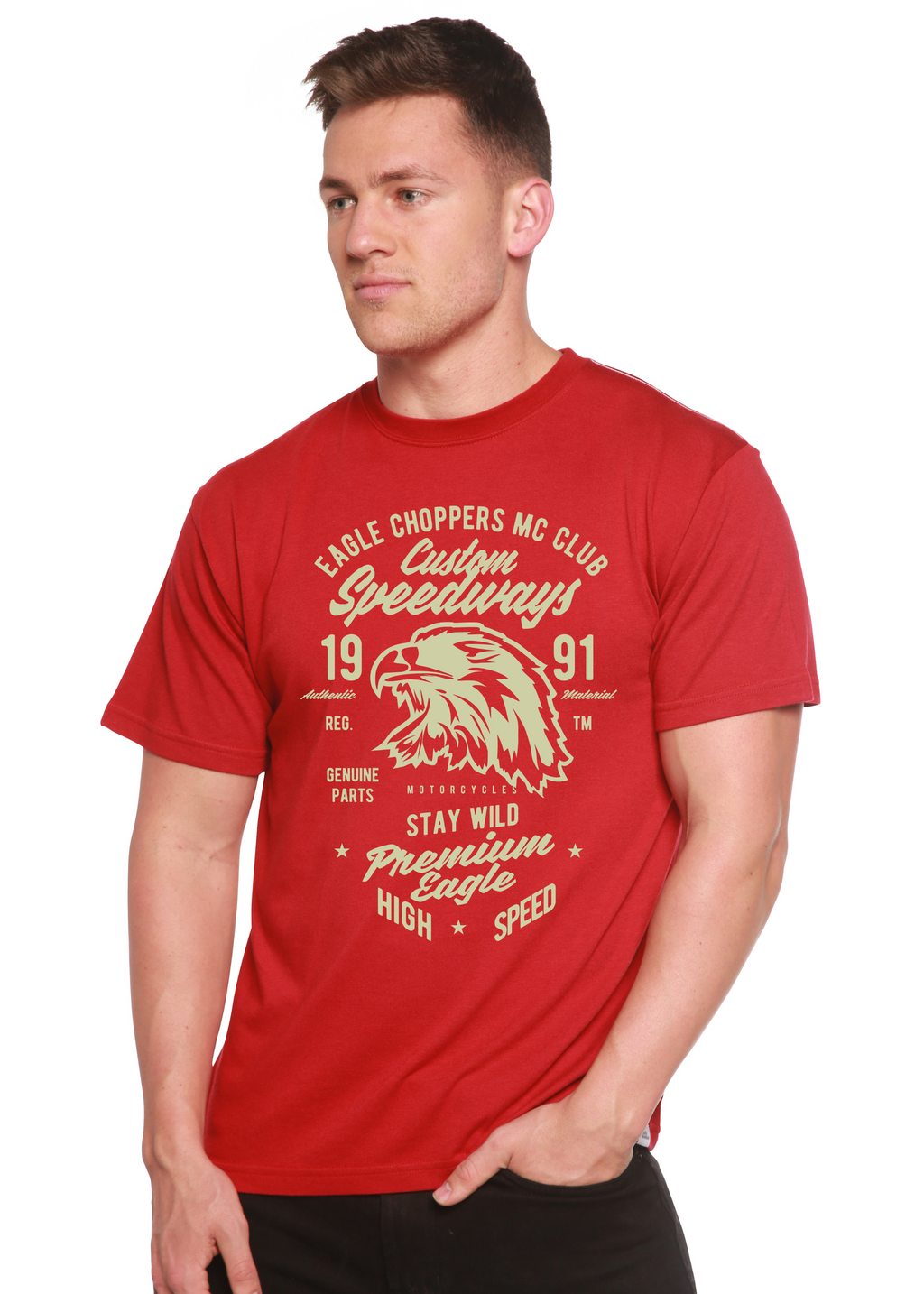 Custom Speedways Premium Eagle Men's Bamboo Viscose/Organic Cotton Short Sleeve Graphic T-Shirt - The7Letter