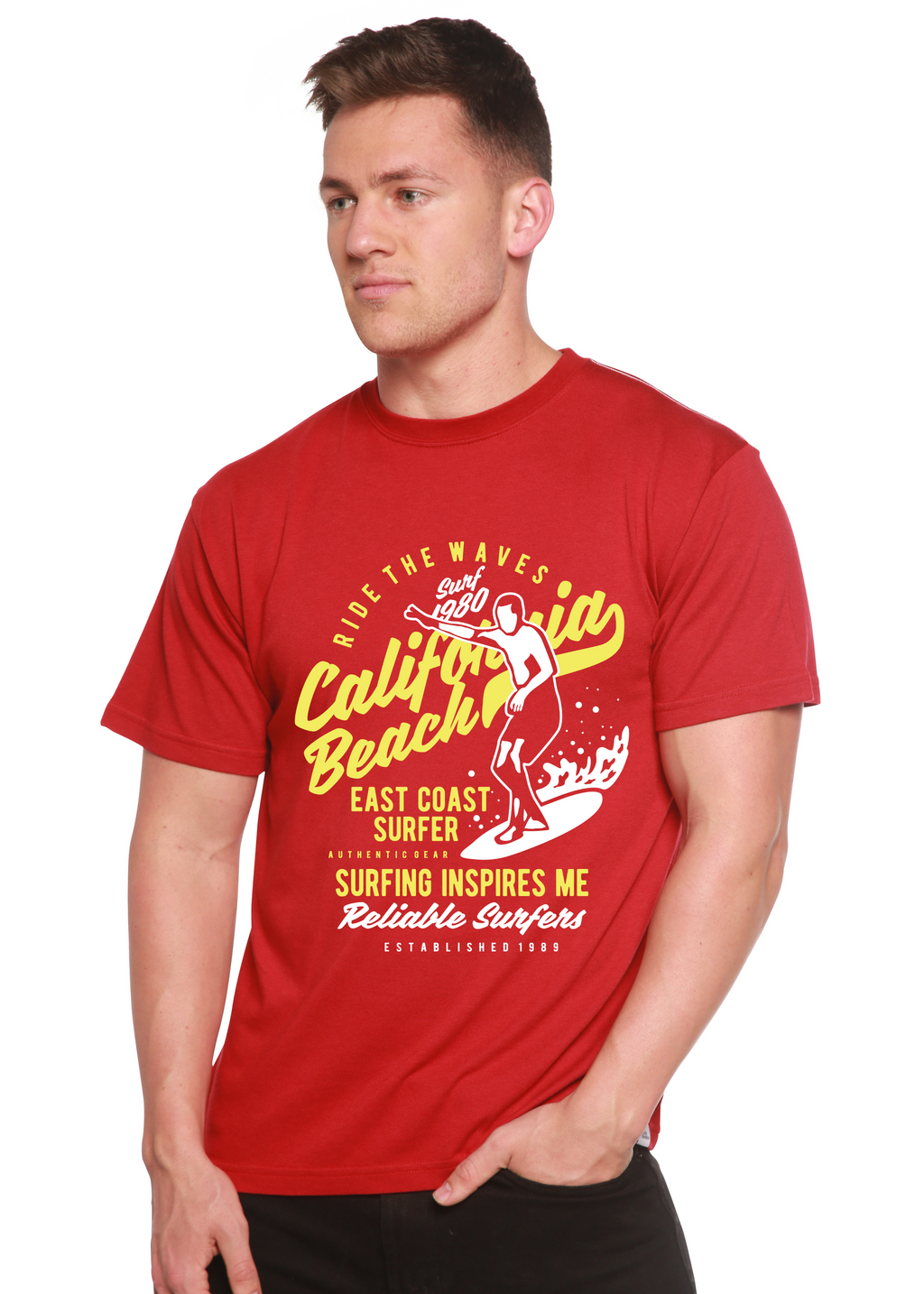 Ride The Waves Spun Bamboo® Men's Bamboo Viscose/Organic Cotton Short Sleeve Graphic T-Shirt - The7Letter