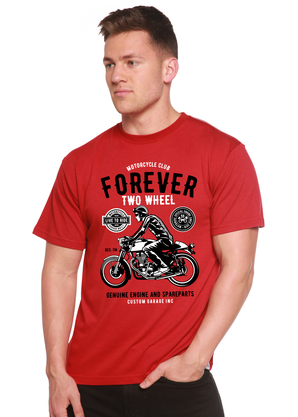 Forever Two Wheel Men's Bamboo Viscose/Organic Cotton Short Sleeve Graphic T-Shirt - The7Letter