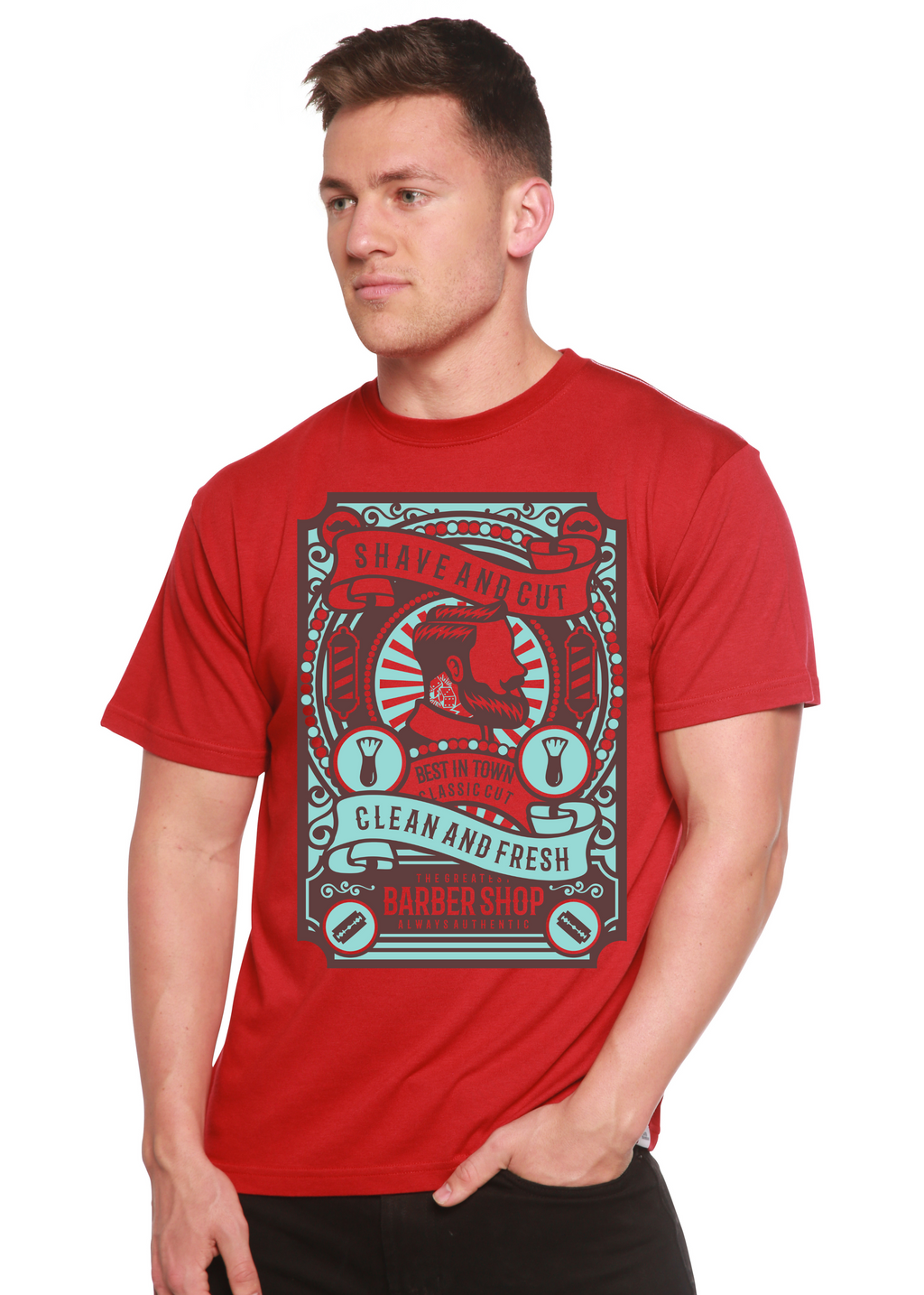 Shave and Cut Spun Bamboo® Men's Bamboo Viscose/Organic Cotton Short Sleeve Graphic T-Shirt - The7Letter