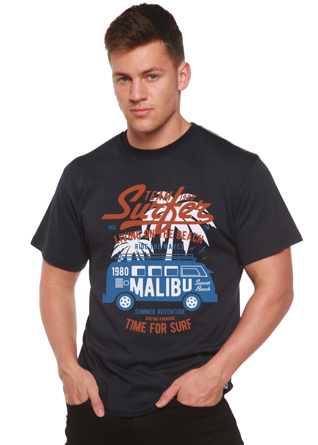 Team Surfer Spun Bamboo® Men's Bamboo Viscose/Organic Cotton Short Sleeve Graphic T-Shirt - The7Letter