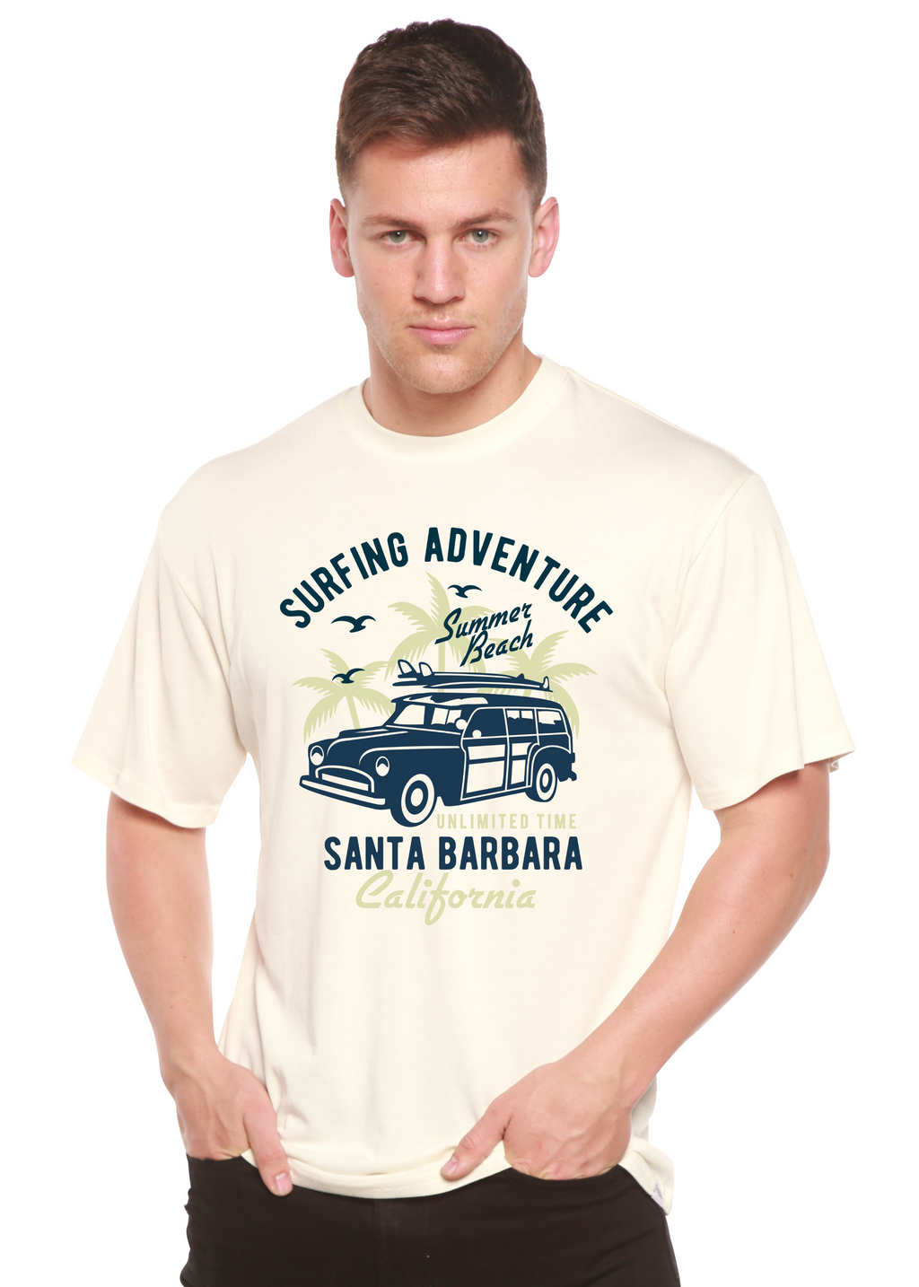 Surfing Adventure Spun Bamboo® Men's Bamboo Viscose/Organic Cotton Short Sleeve Graphic T-Shirt - The7Letter