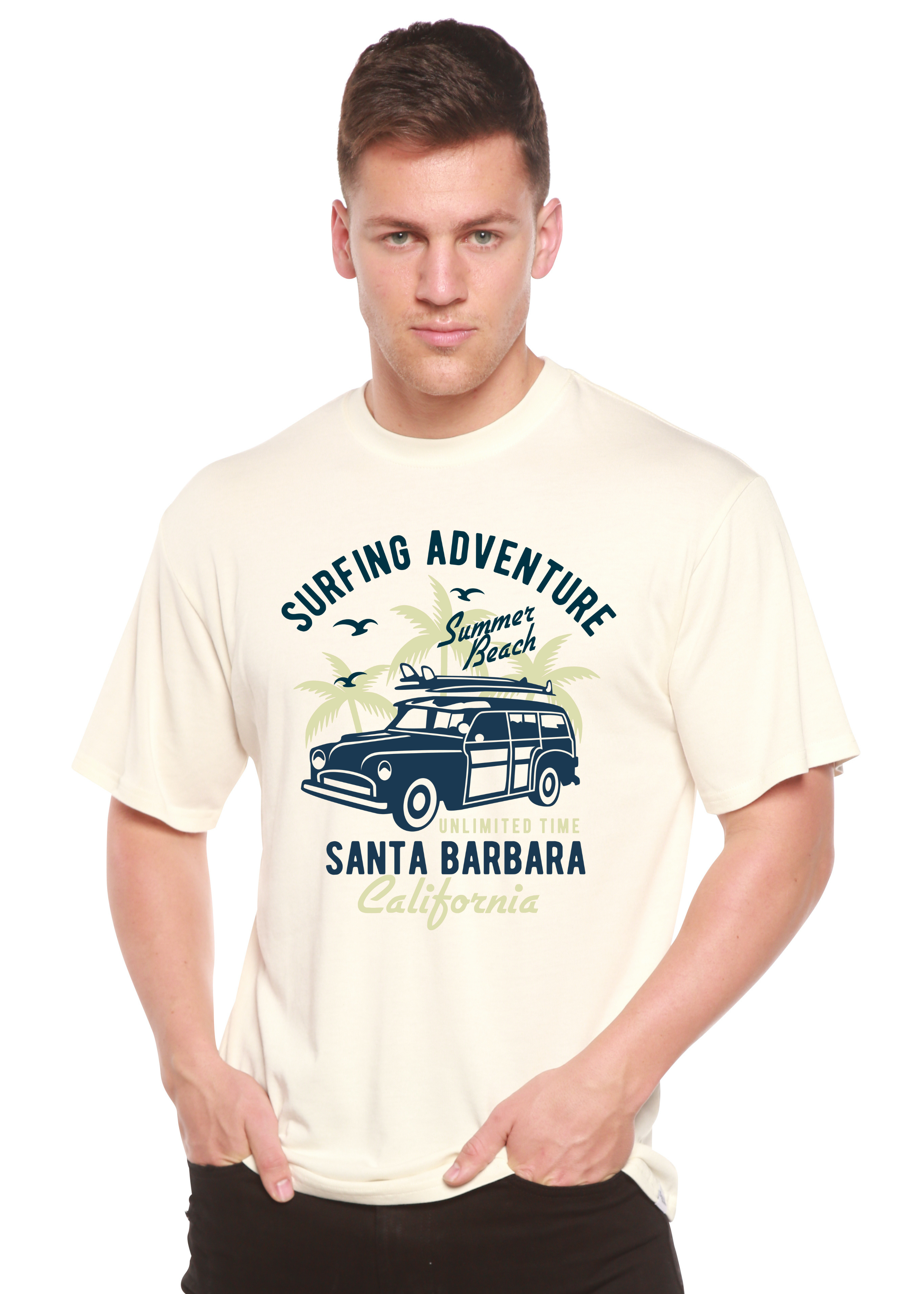 Surfing Adventure Spun Bamboo® Men's Bamboo Viscose/Organic Cotton Short Sleeve Graphic T-Shirt - The7Letter