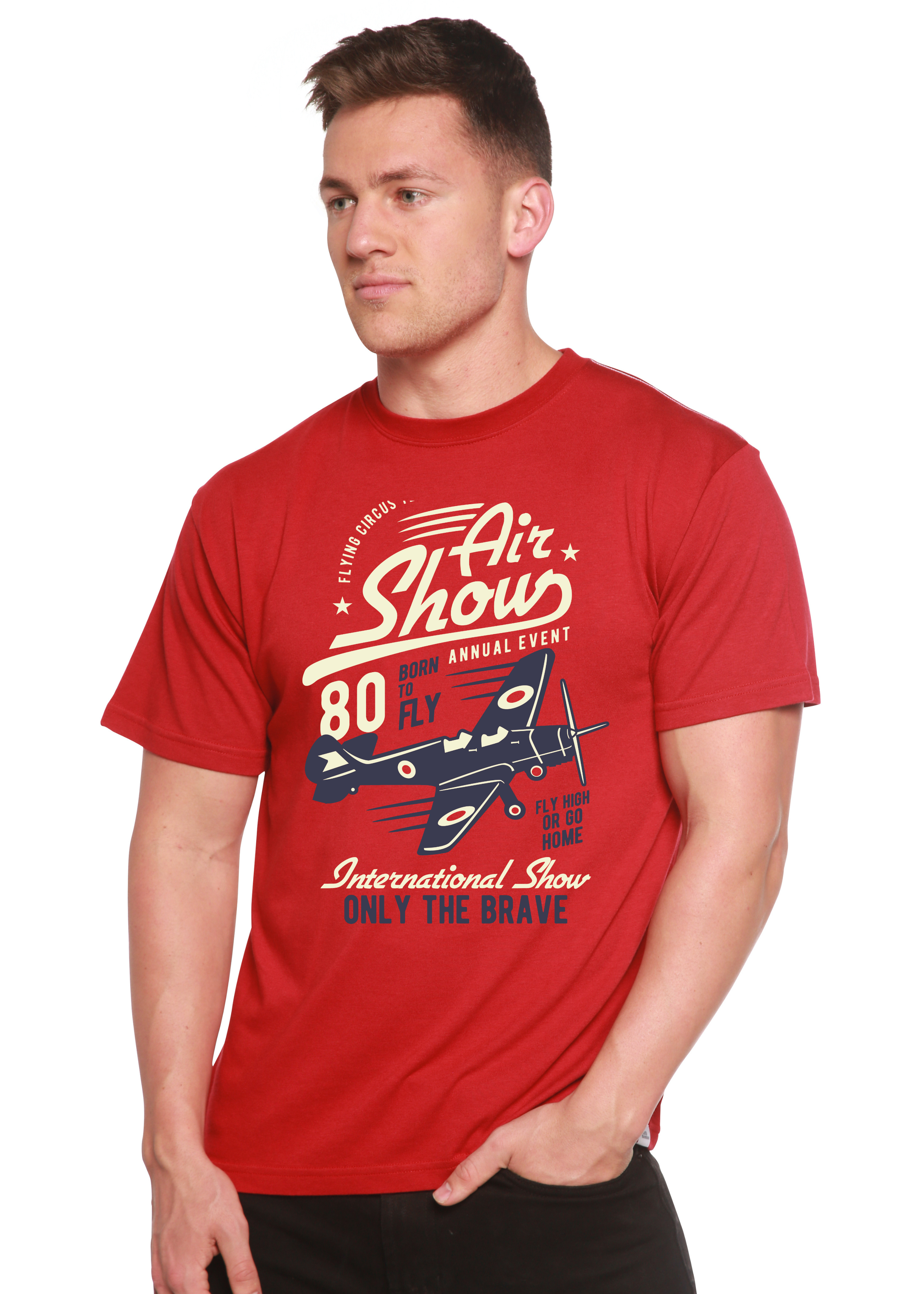 Air Show Men's Bamboo Viscose/Organic Cotton Short Sleeve Graphic T-Shirt - The7Letter