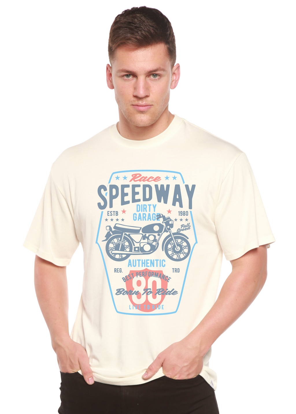 Speedway Motorcycle Spun Bamboo® Men's Bamboo Viscose/Organic Cotton Short Sleeve Graphic T-Shirt - The7Letter
