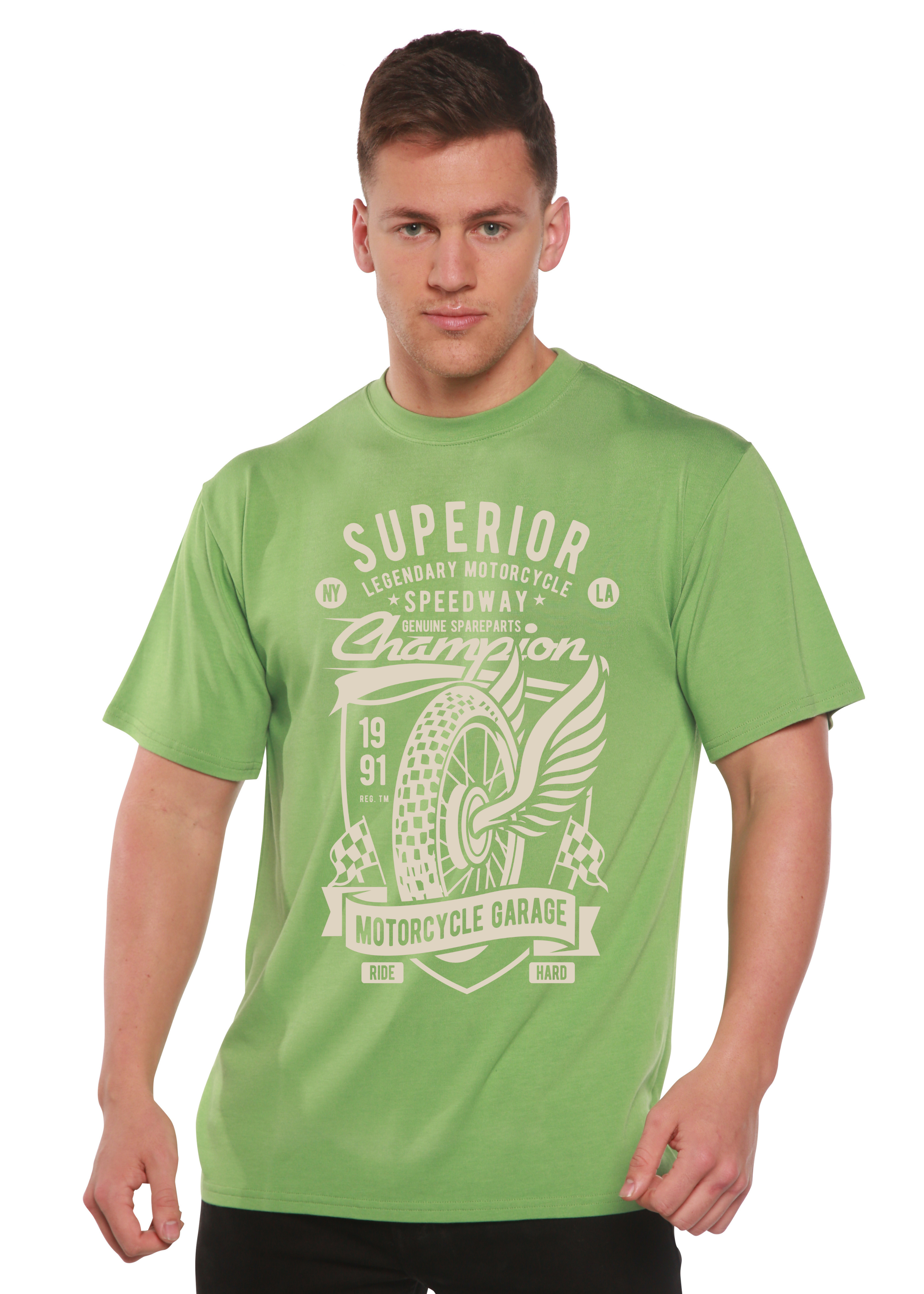 Superior Motorcycle Spun Bamboo® Men's Bamboo Viscose/Organic Cotton Short Sleeve Graphic T-Shirt - The7Letter